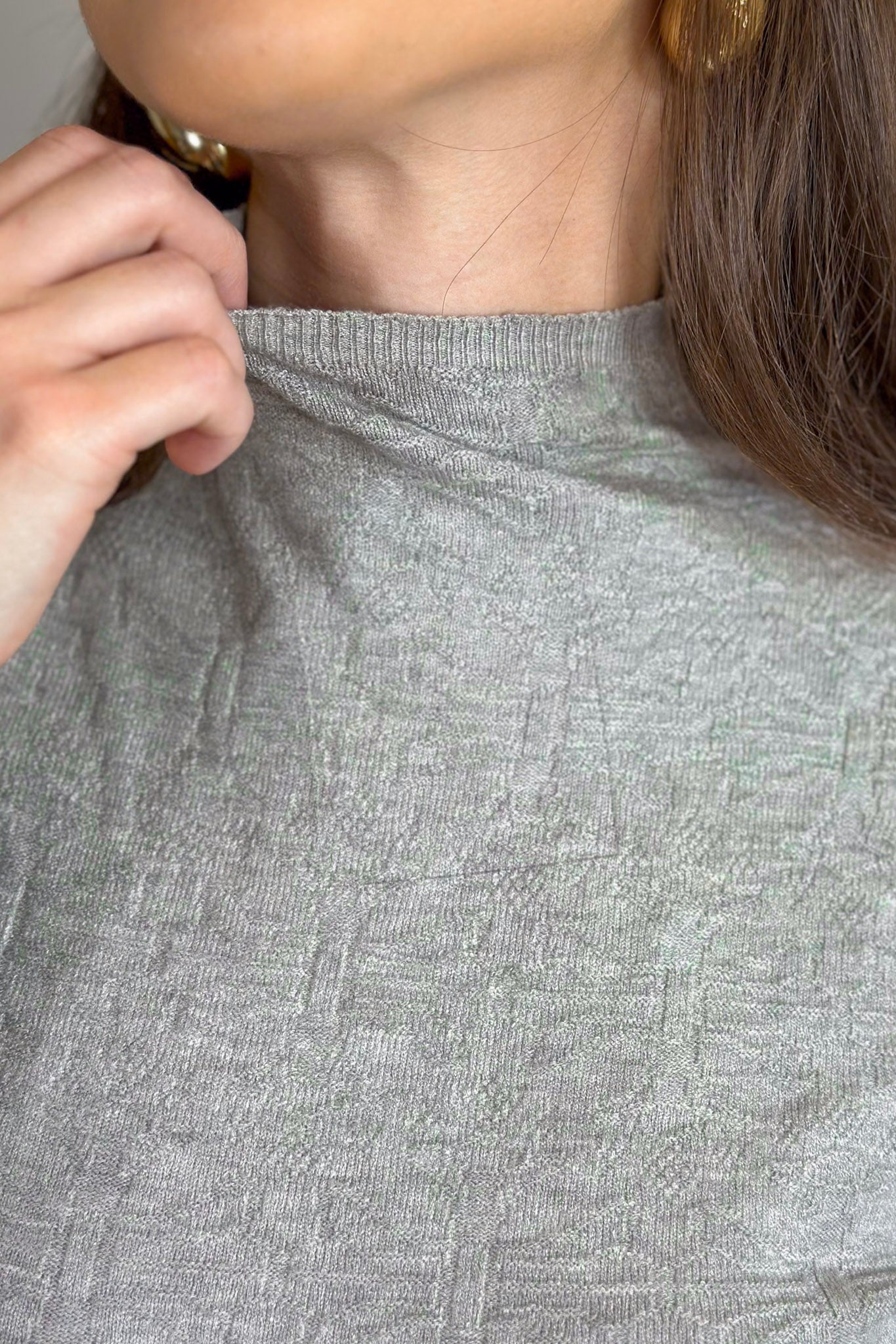 Blusa Manga Longa Em Tricot Cotton Margaret Cinza