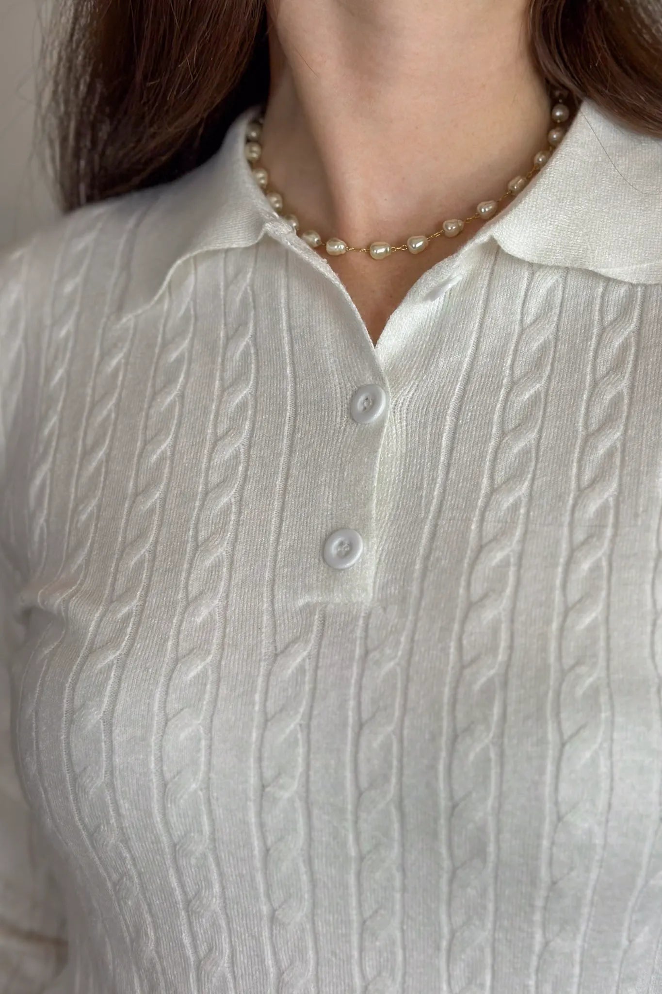 Blusa Manga Longa Em Tricot Cotton Antonella Branco