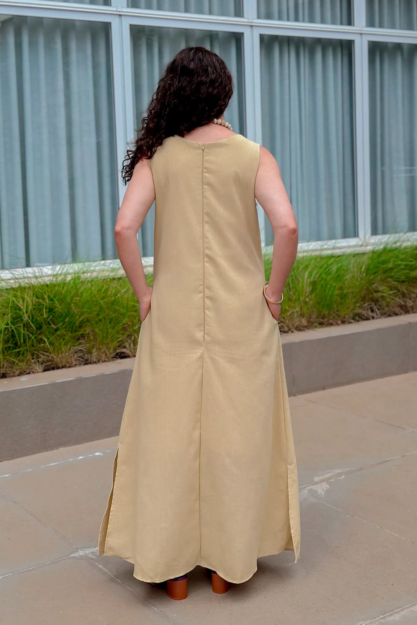 Vestido Midi Detalhe Bolso Elisa Amarelo