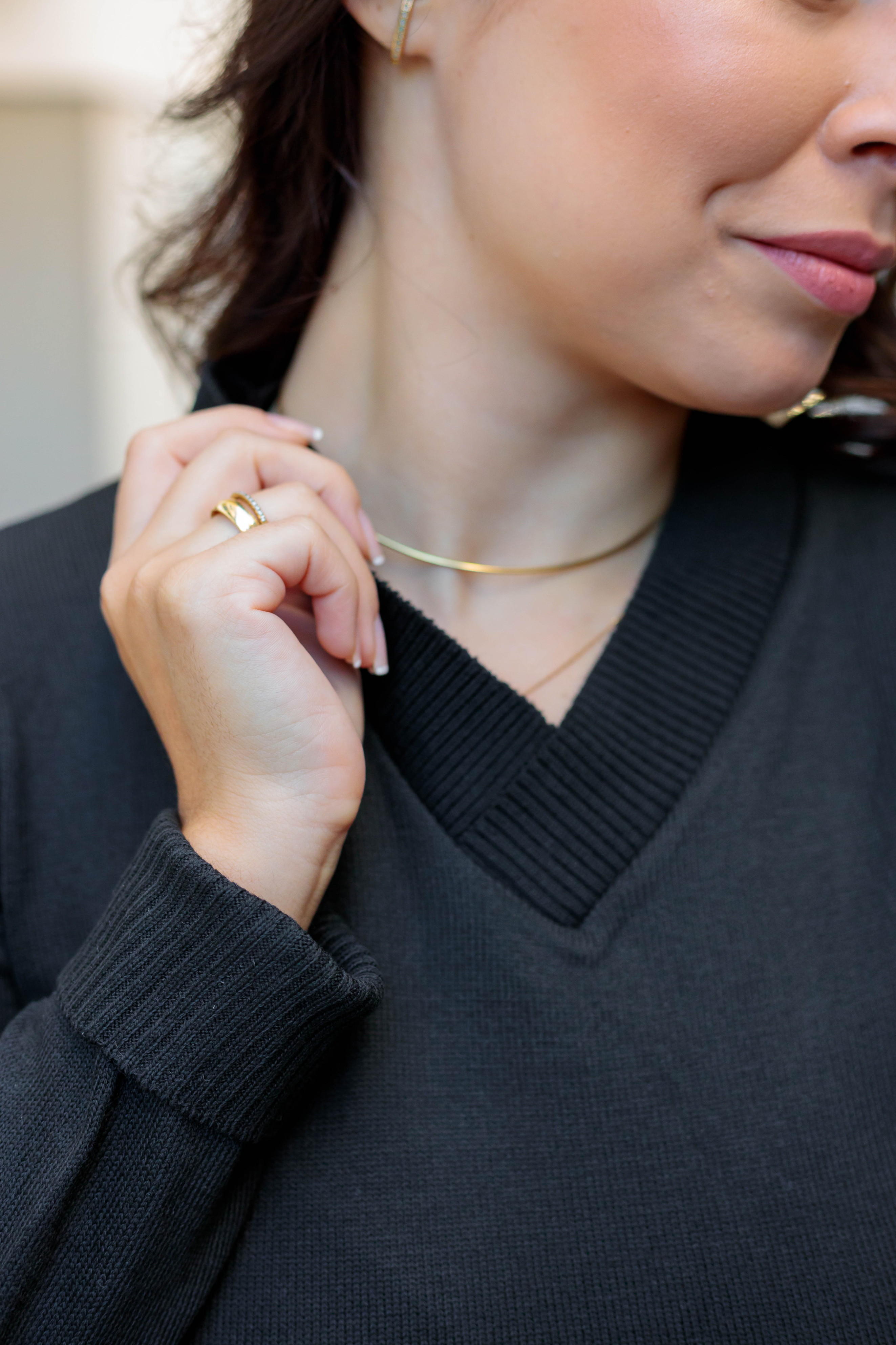 Blusa Manga Longa Tricot Decote Transpassado Noemi Preto