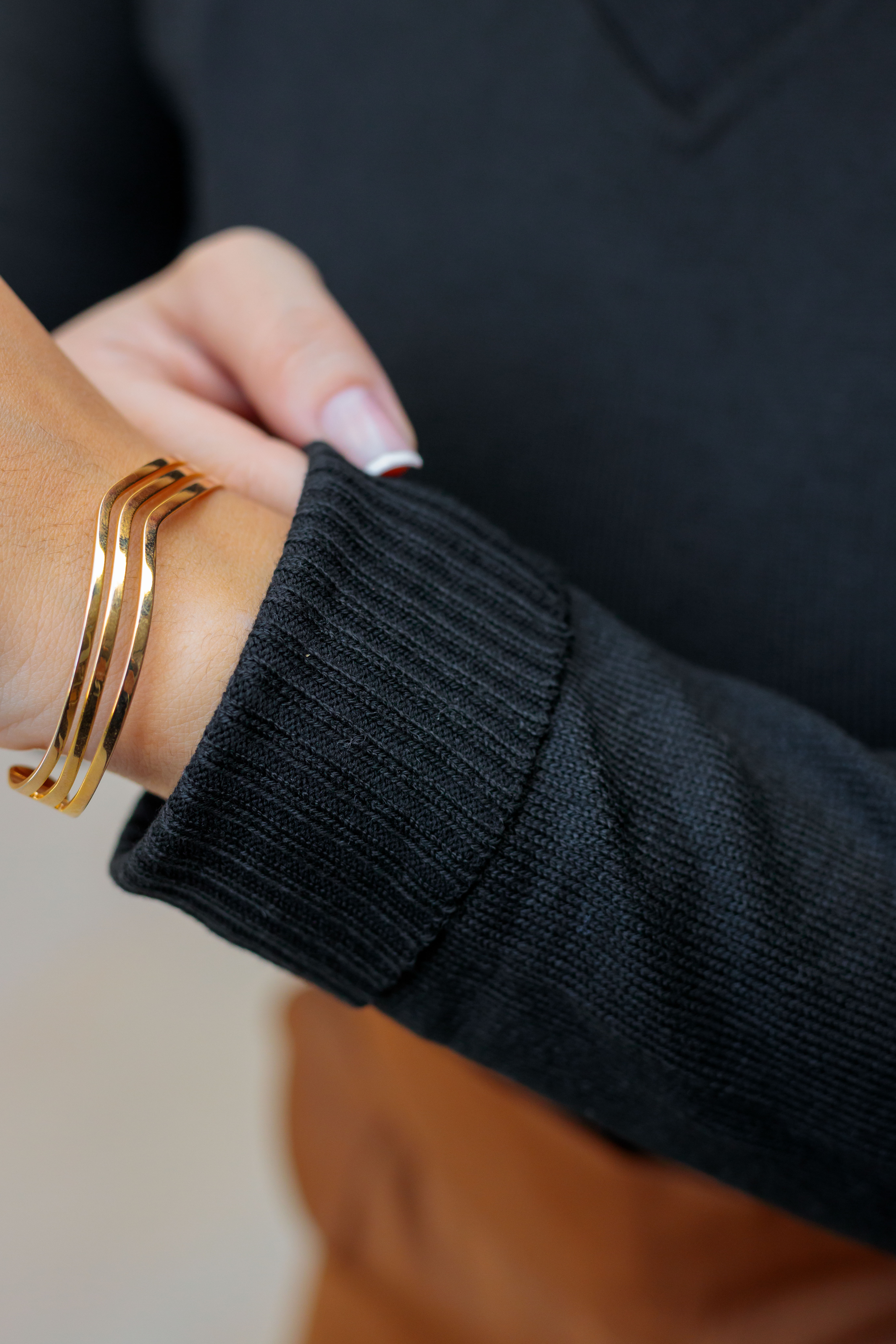 Blusa Manga Longa Tricot Decote Transpassado Noemi Preto