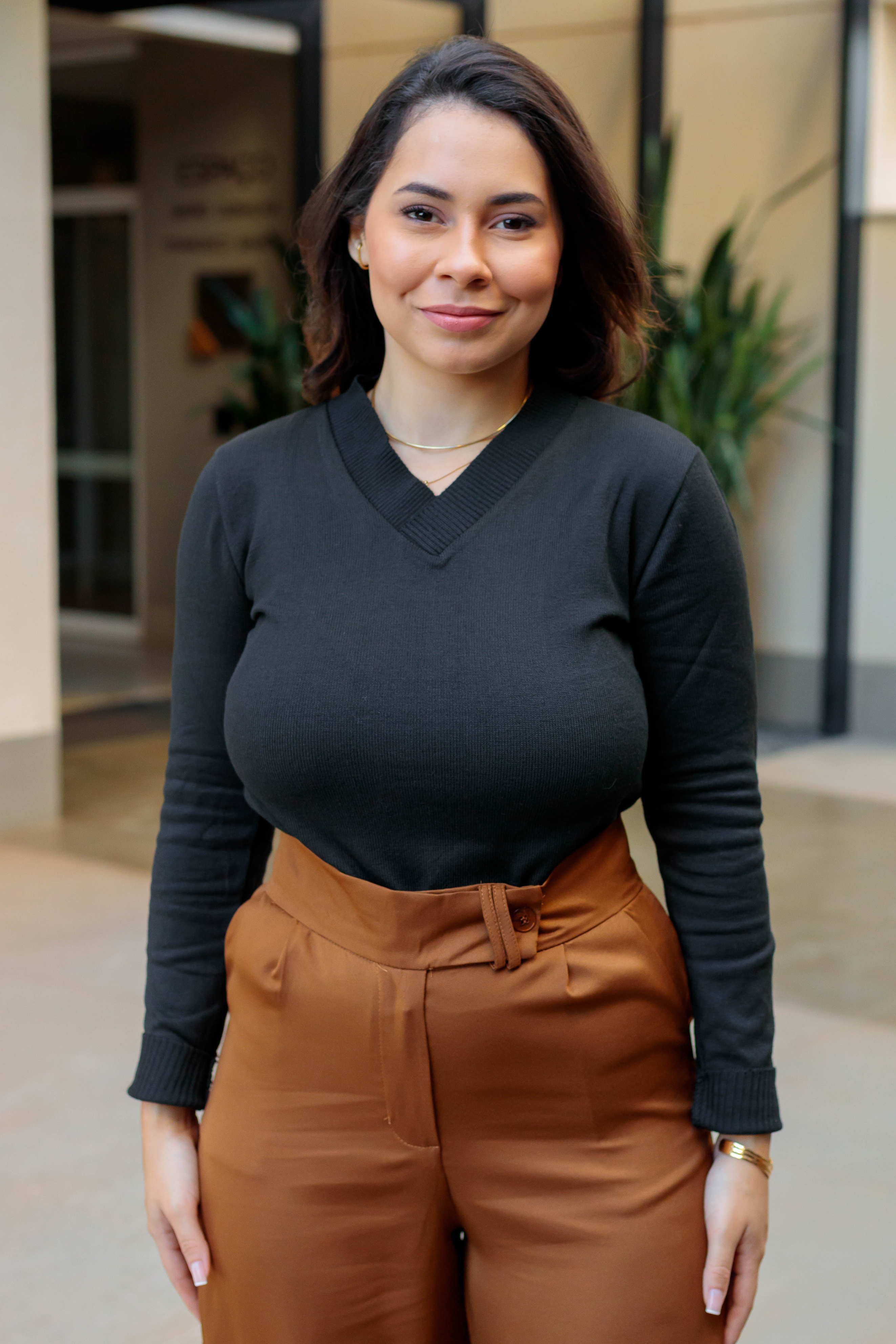 Blusa Manga Longa Tricot Decote Transpassado Noemi Preto