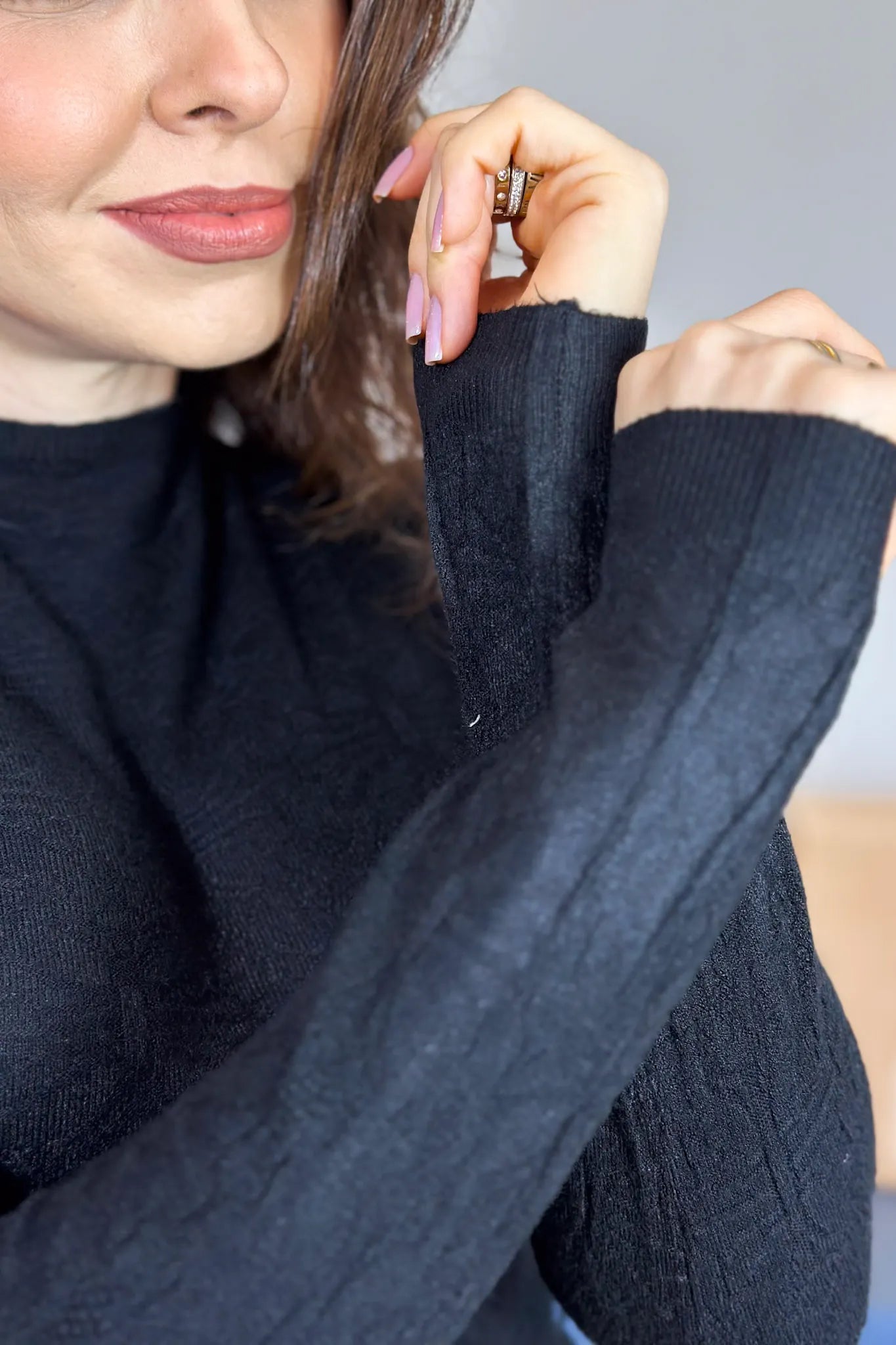 Blusa Manga Longa Em Tricot Margaret Preto