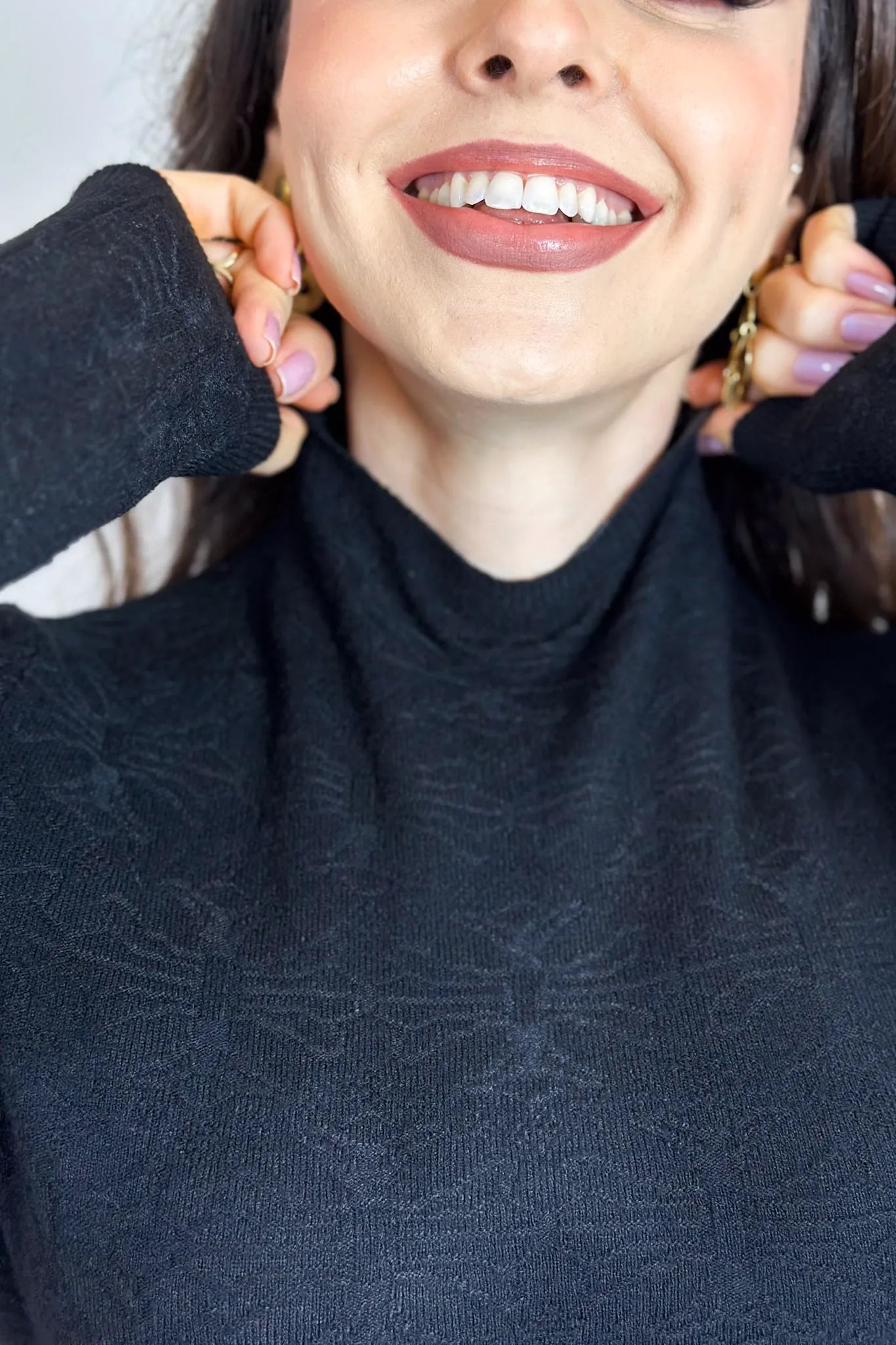 Blusa Manga Longa Em Tricot Margaret Preto