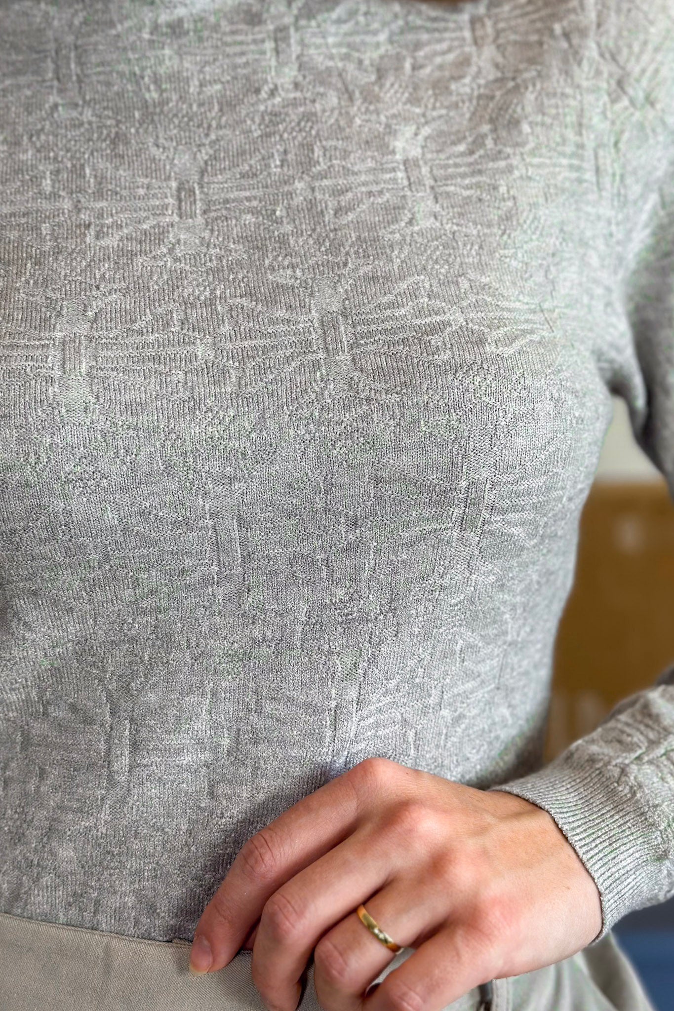 Blusa Manga Longa Em Tricot Cotton Margaret Cinza