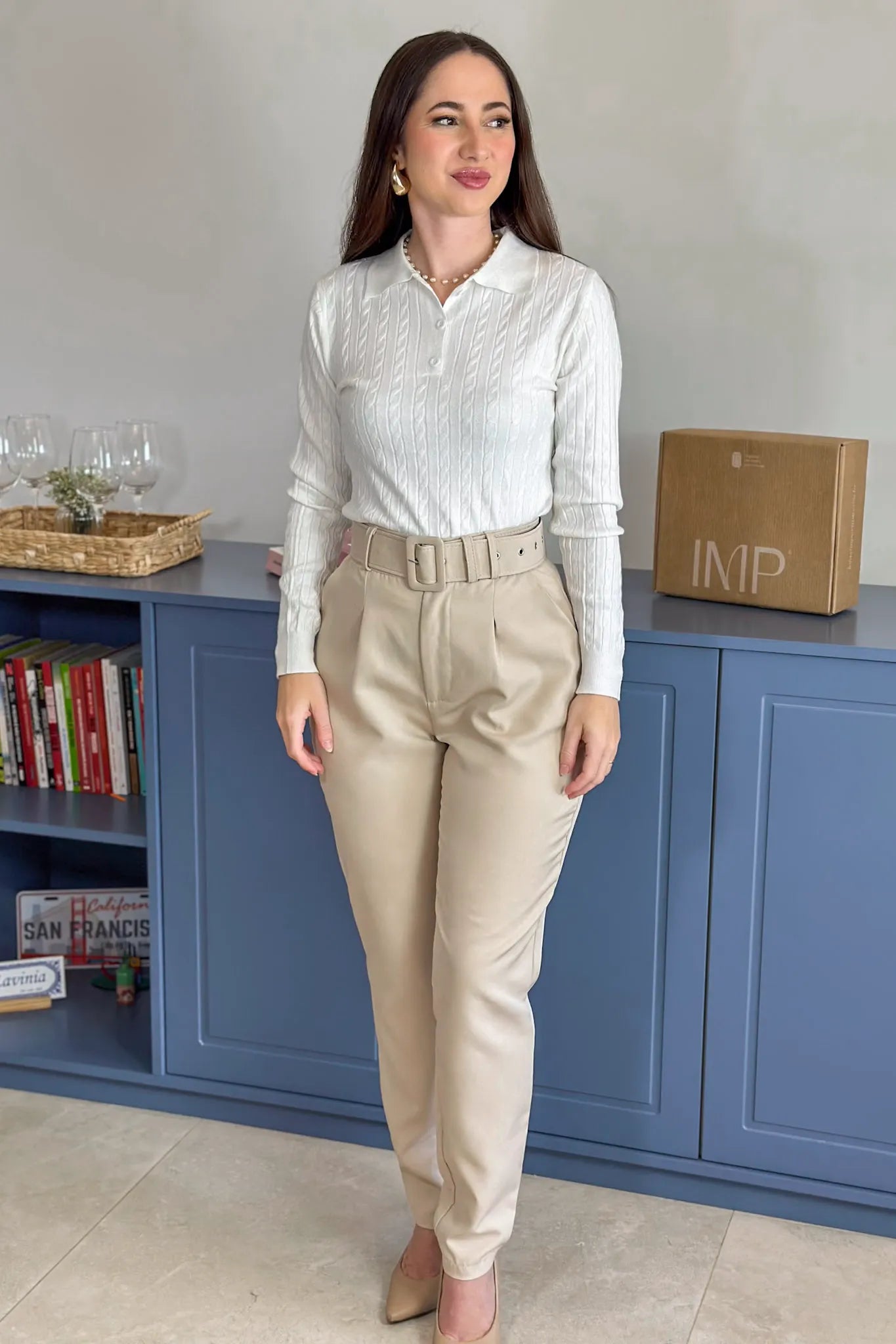 Blusa Manga Longa Em Tricot Cotton Antonella Branco