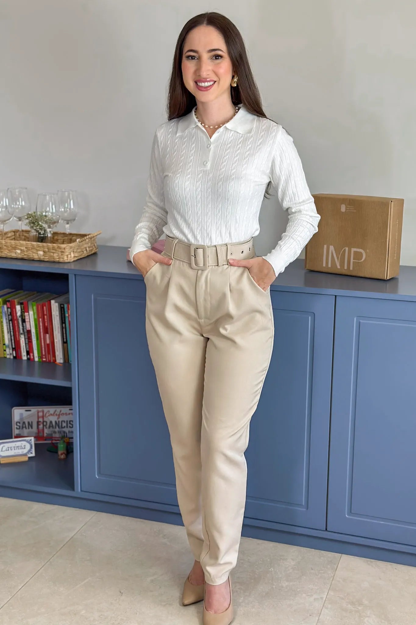 Blusa Manga Longa Em Tricot Cotton Antonella Branco