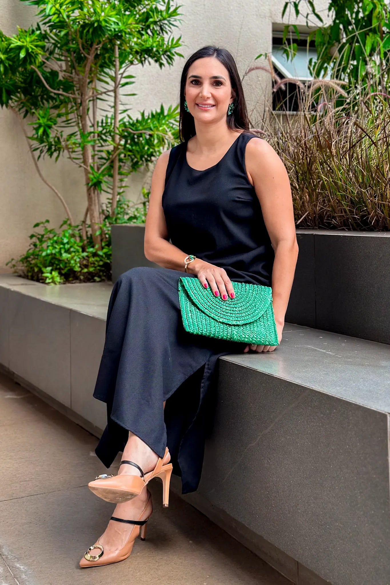 Vestido Midi Detalhe Bolso Elisa Preto