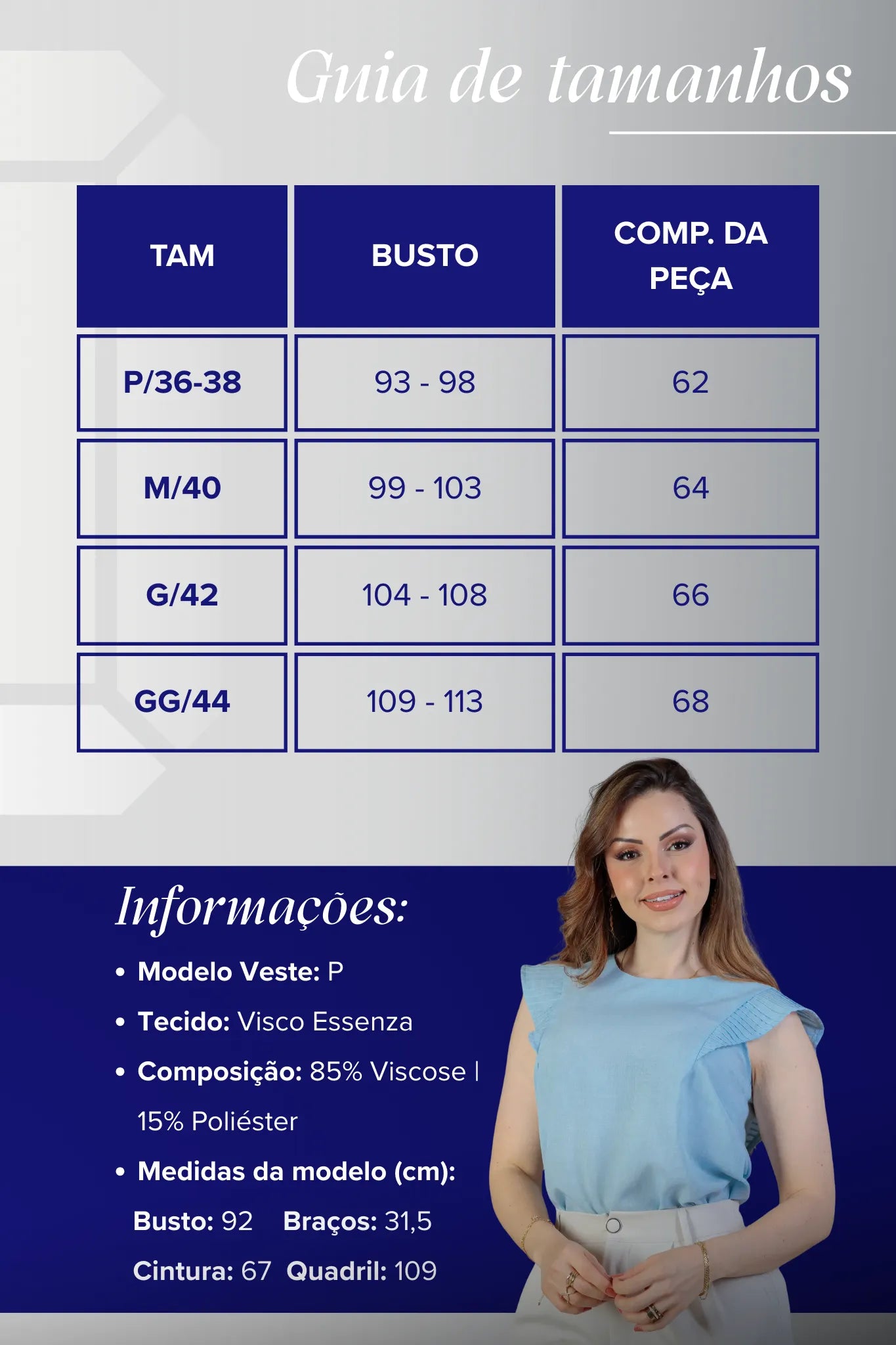 Blusa Regata Detalhe Babado Visco Essenza Maísa Azul