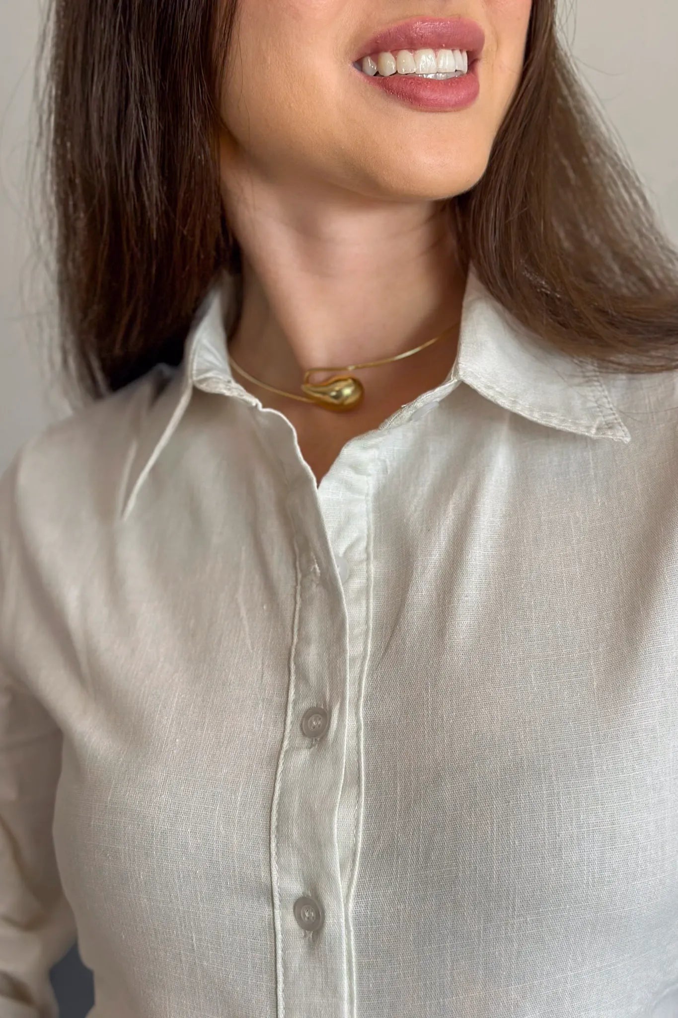 Camisa Manga Longa Marisa Cotton Premium Off White