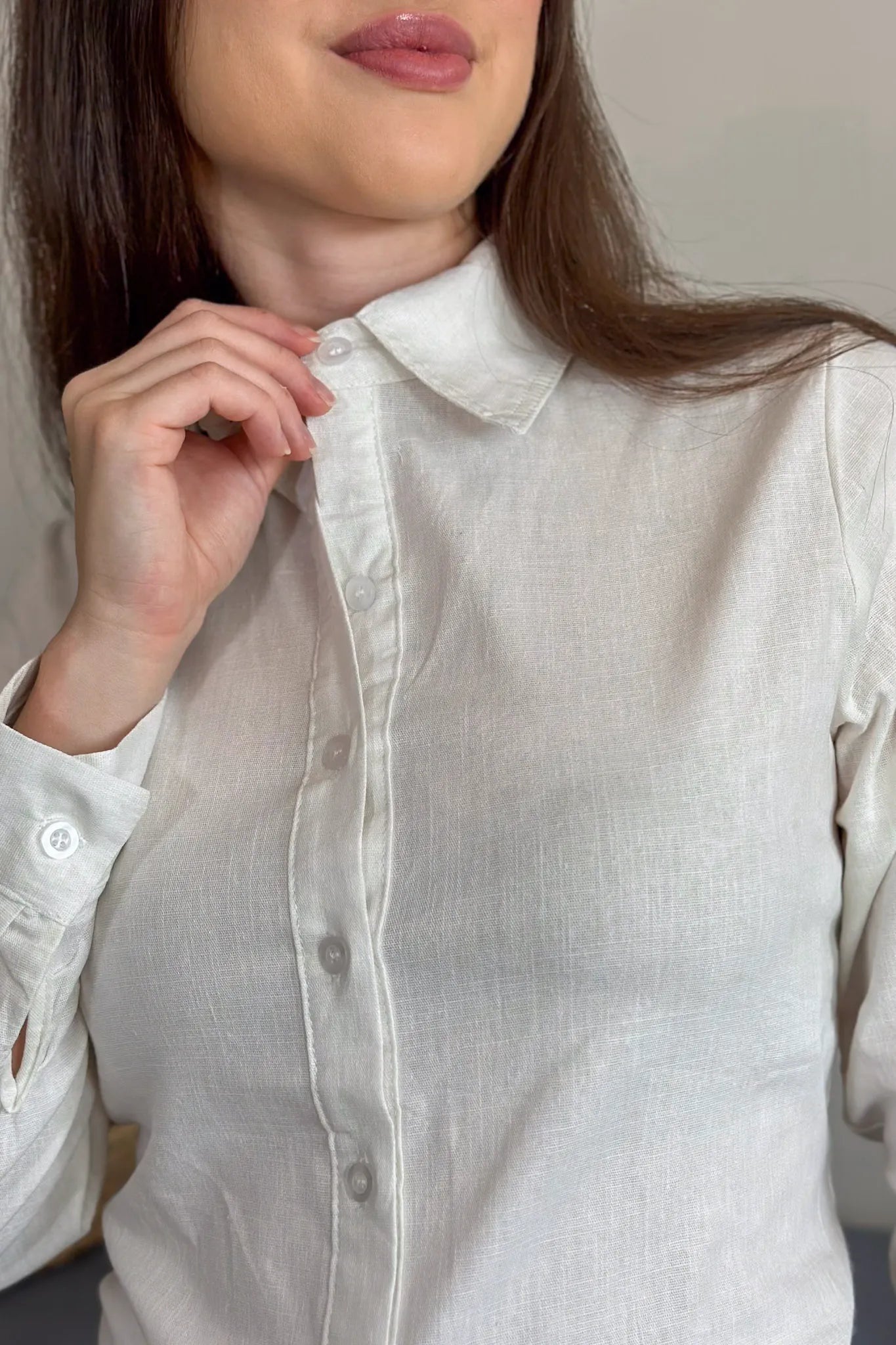 Camisa Manga Longa Marisa Cotton Premium Off White