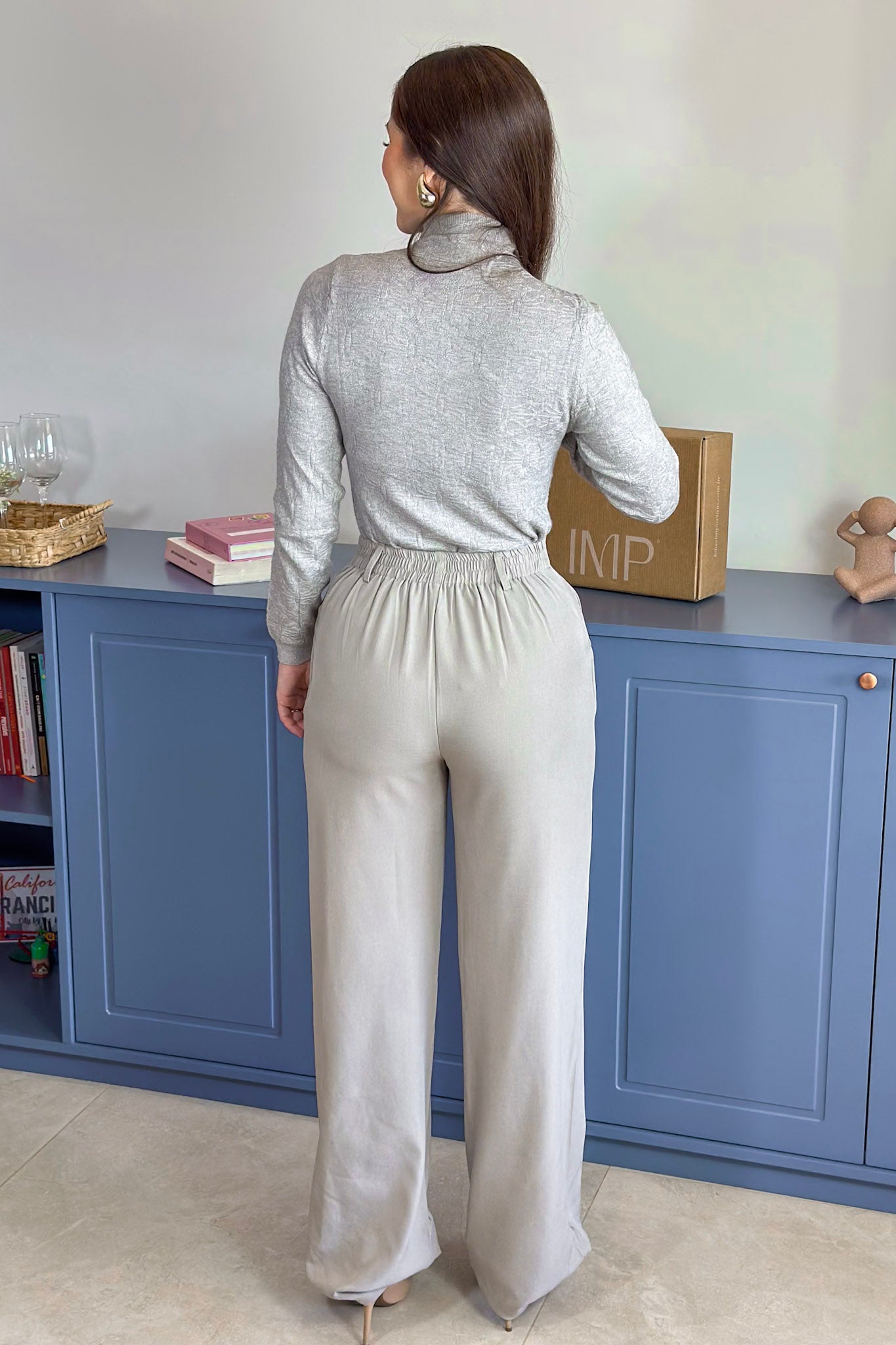 Blusa Manga Longa Em Tricot Cotton Margaret Cinza