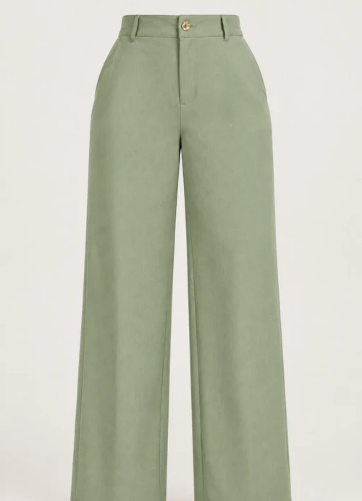 Calça em Crepe Confort com Botão Dourado Penélope Verde