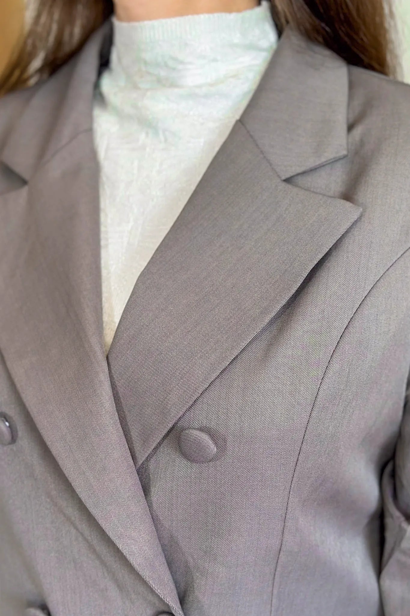 Blazer Detalhe Botões Bolso Fake Janaina Cinza