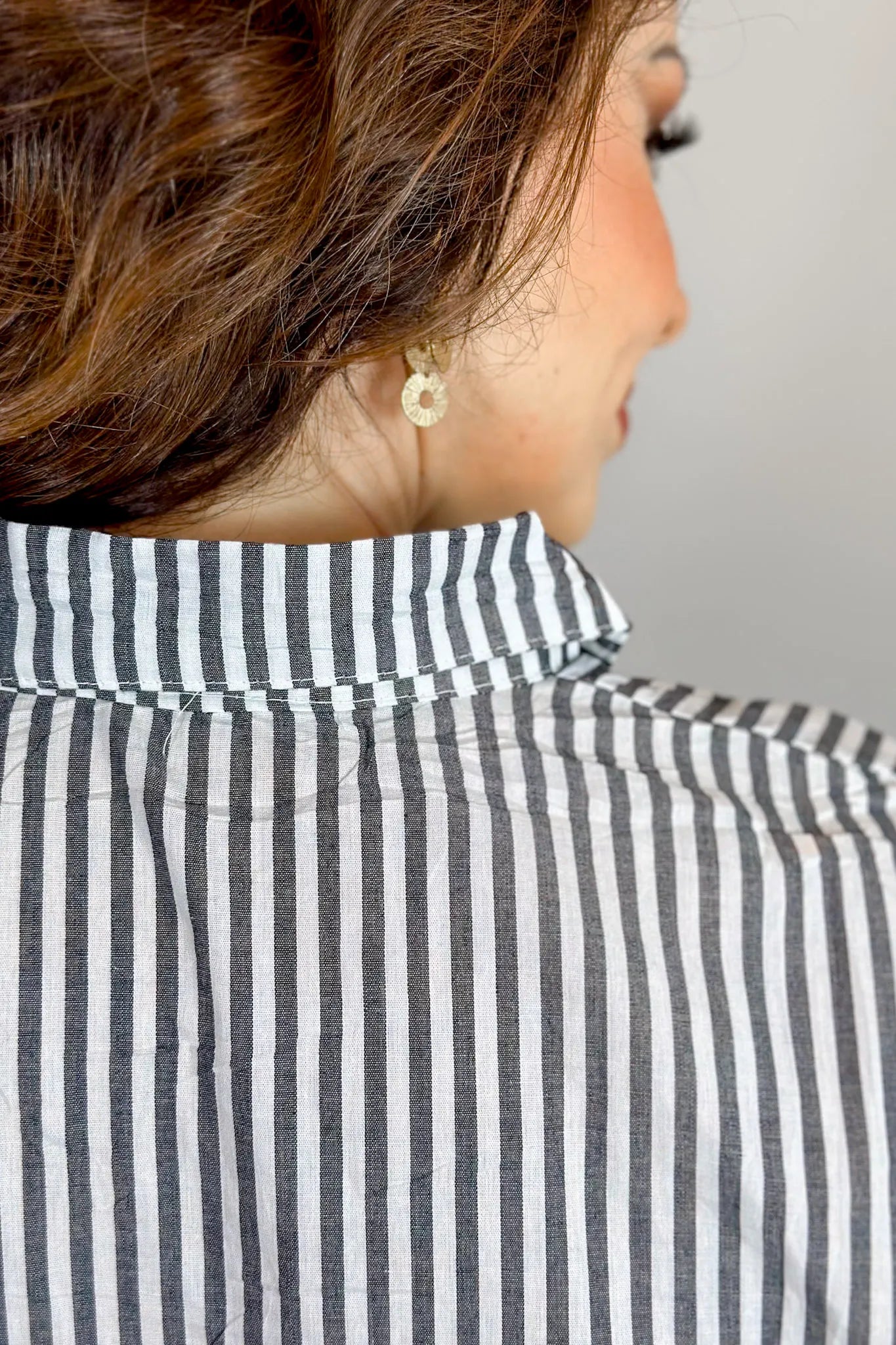Camisa Manga Longa Classic Listrada Franciele Cinza