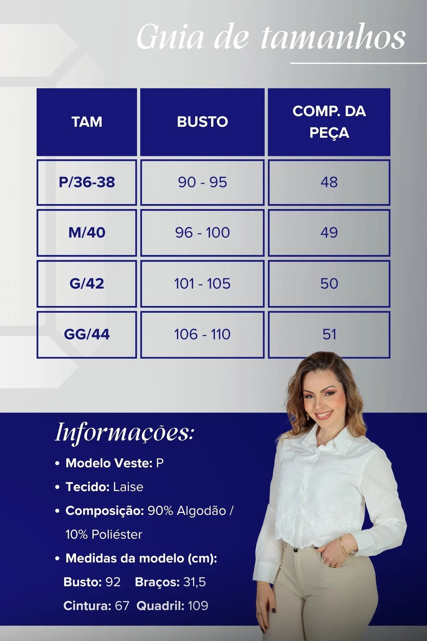 Camisa Em Laise Roseli Branca