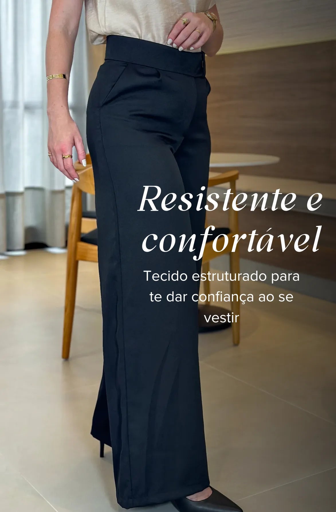 Calça Pantalona Alfaiataria Mariane Preta - imporium