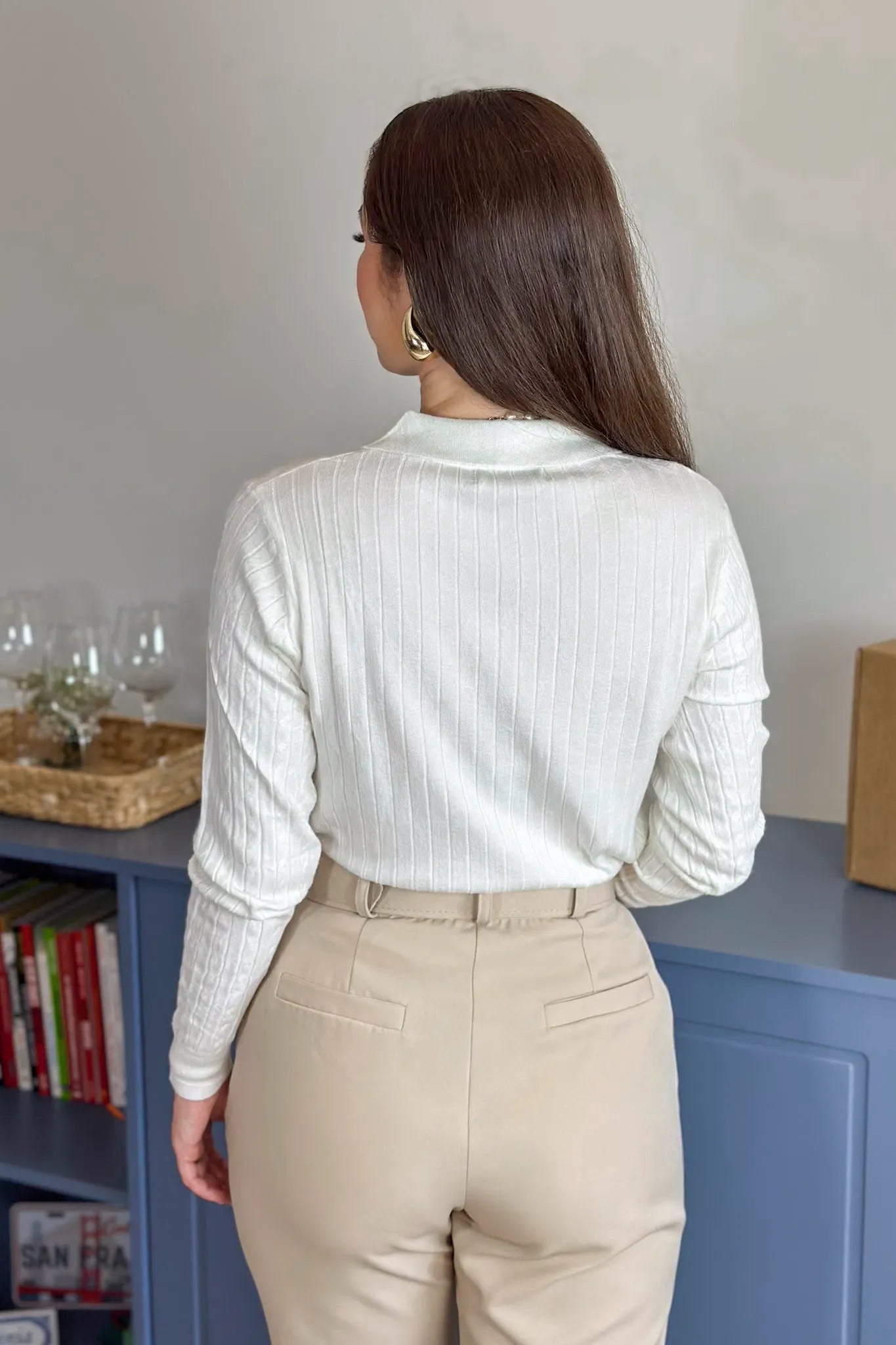 Blusa Manga Longa Em Tricot Cotton Antonella Branco