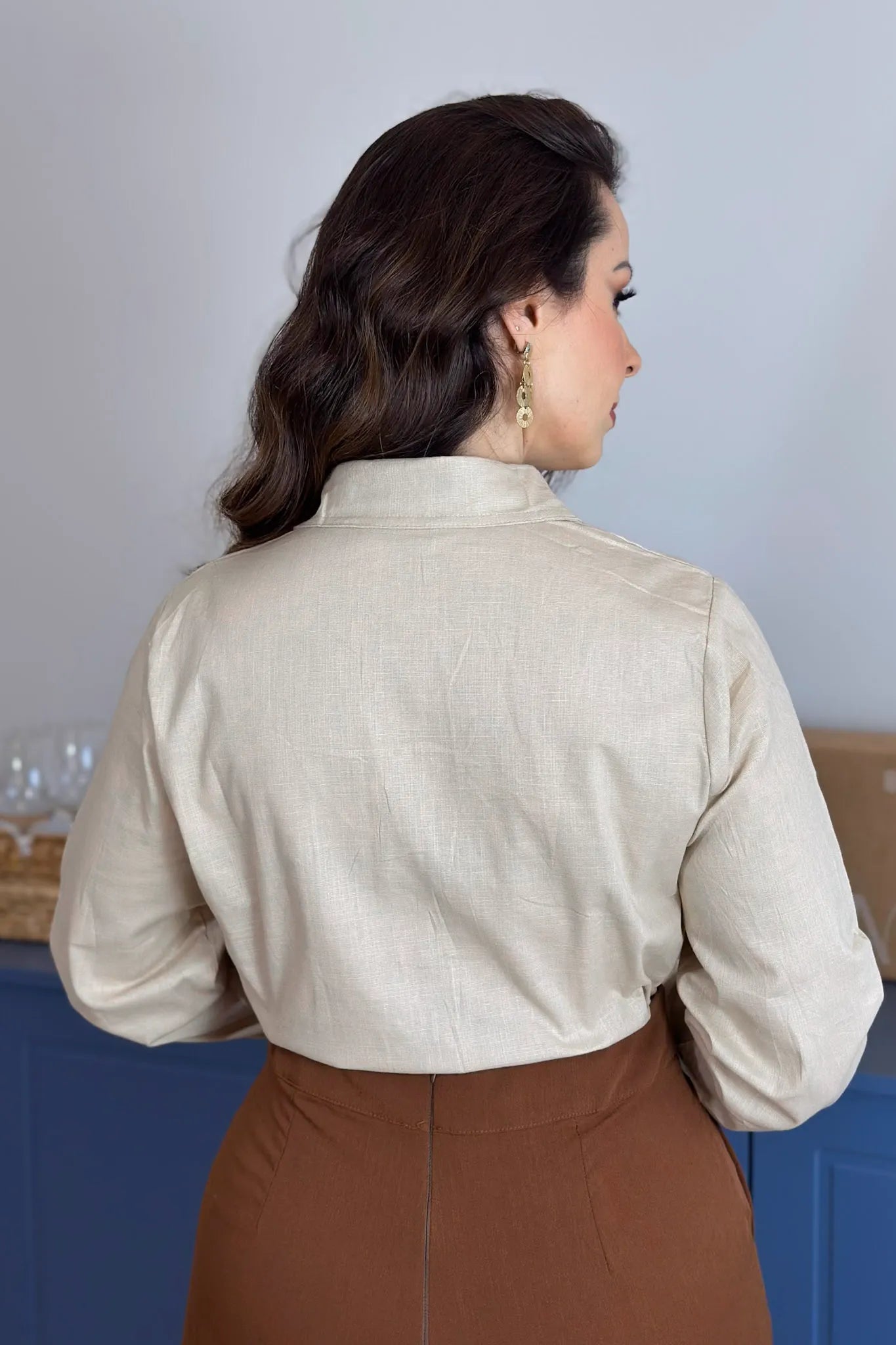 Camisa Manga Longa Cotton Premium Marisa Creme