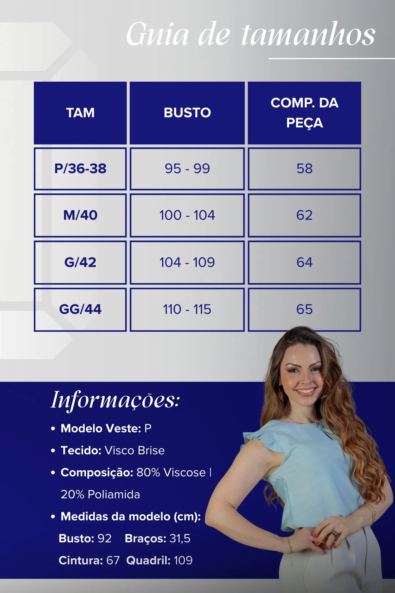 Blusa Babados Manga Detalhe Botão Visco Brise Yara Azul