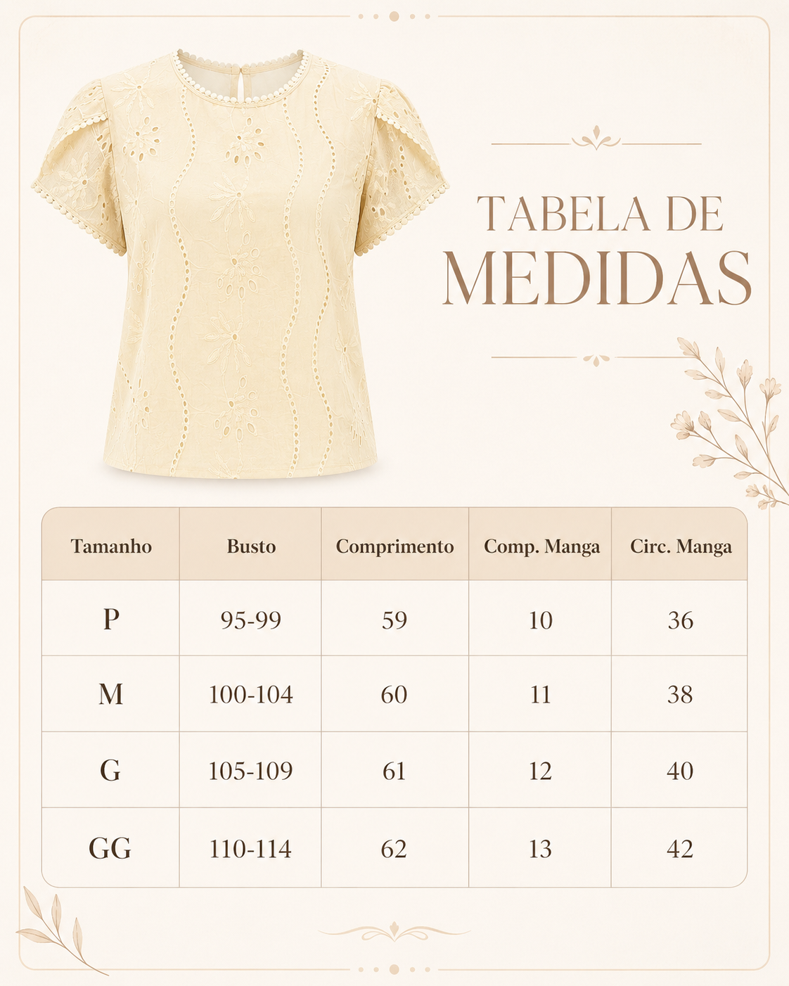 Blusa Laise com Manga Transpassada Valesca Creme