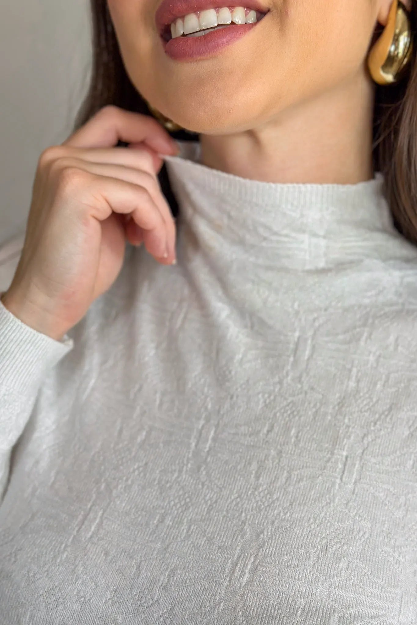 Blusa Manga Longa Em Tricot Cotton Margaret Branco