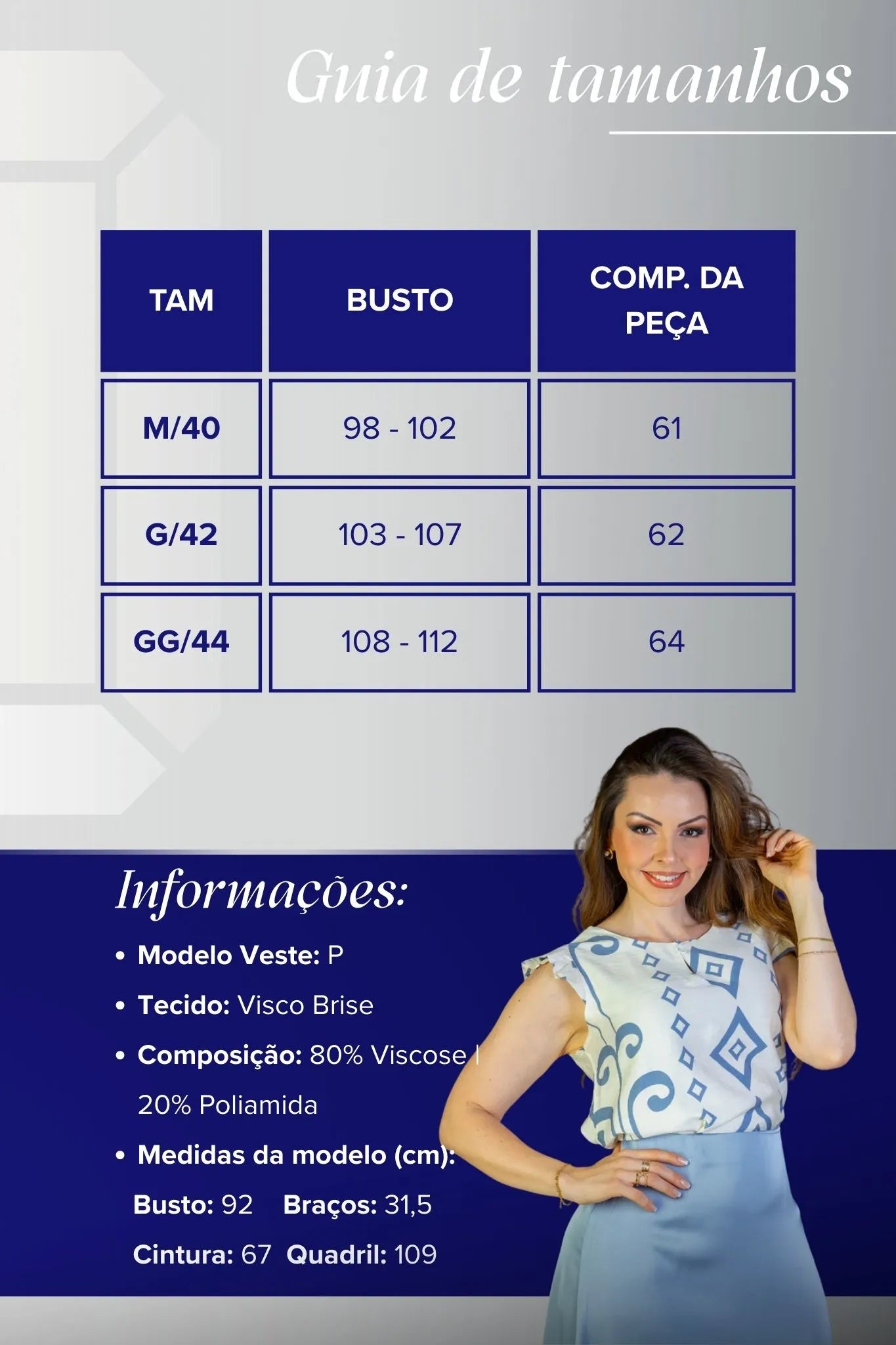 Blusa Regata Babados Sheila Visco Brise Estampada Azul Acinzentado