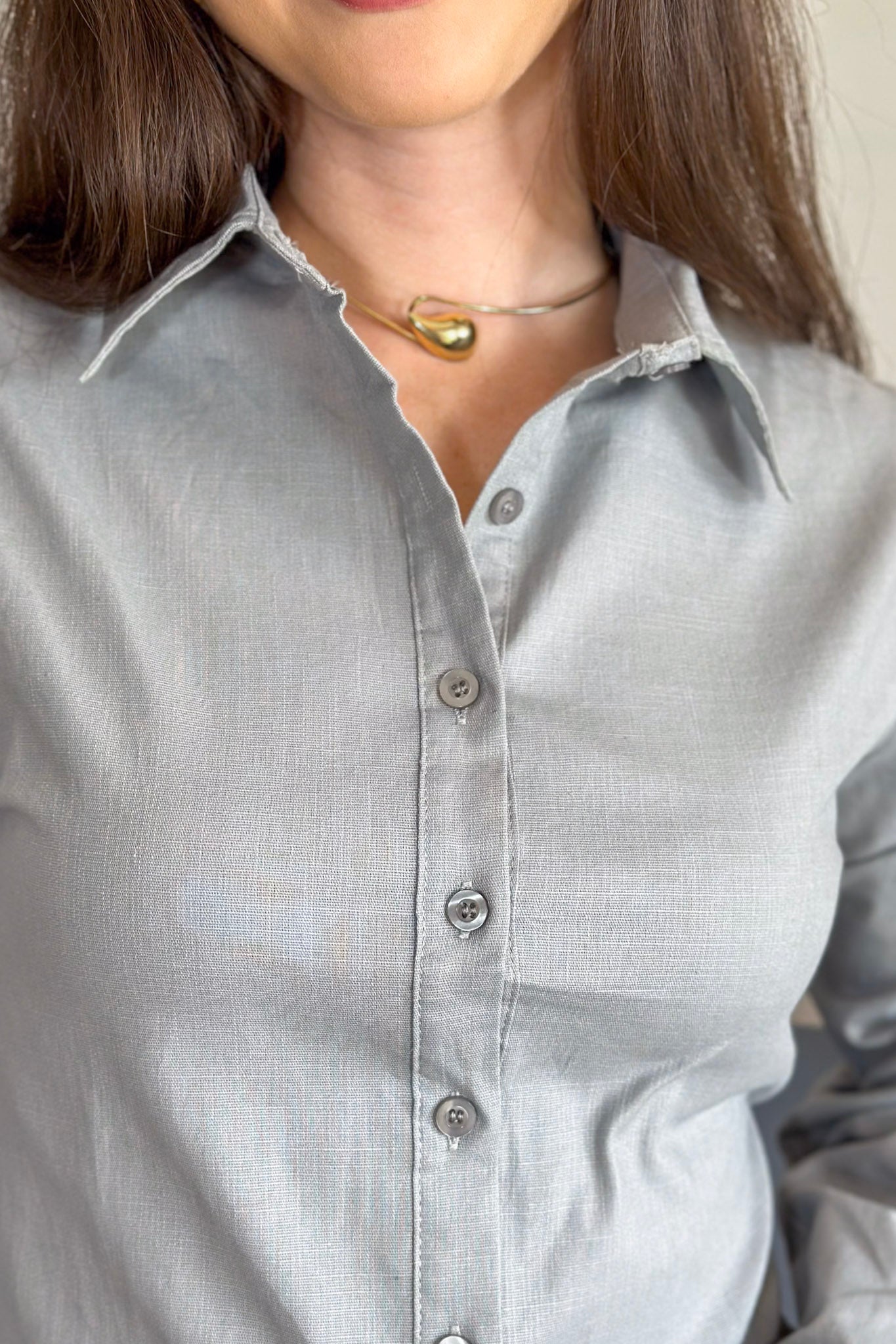 Camisa Manga Longa Cotton Premium Marisa Cinza