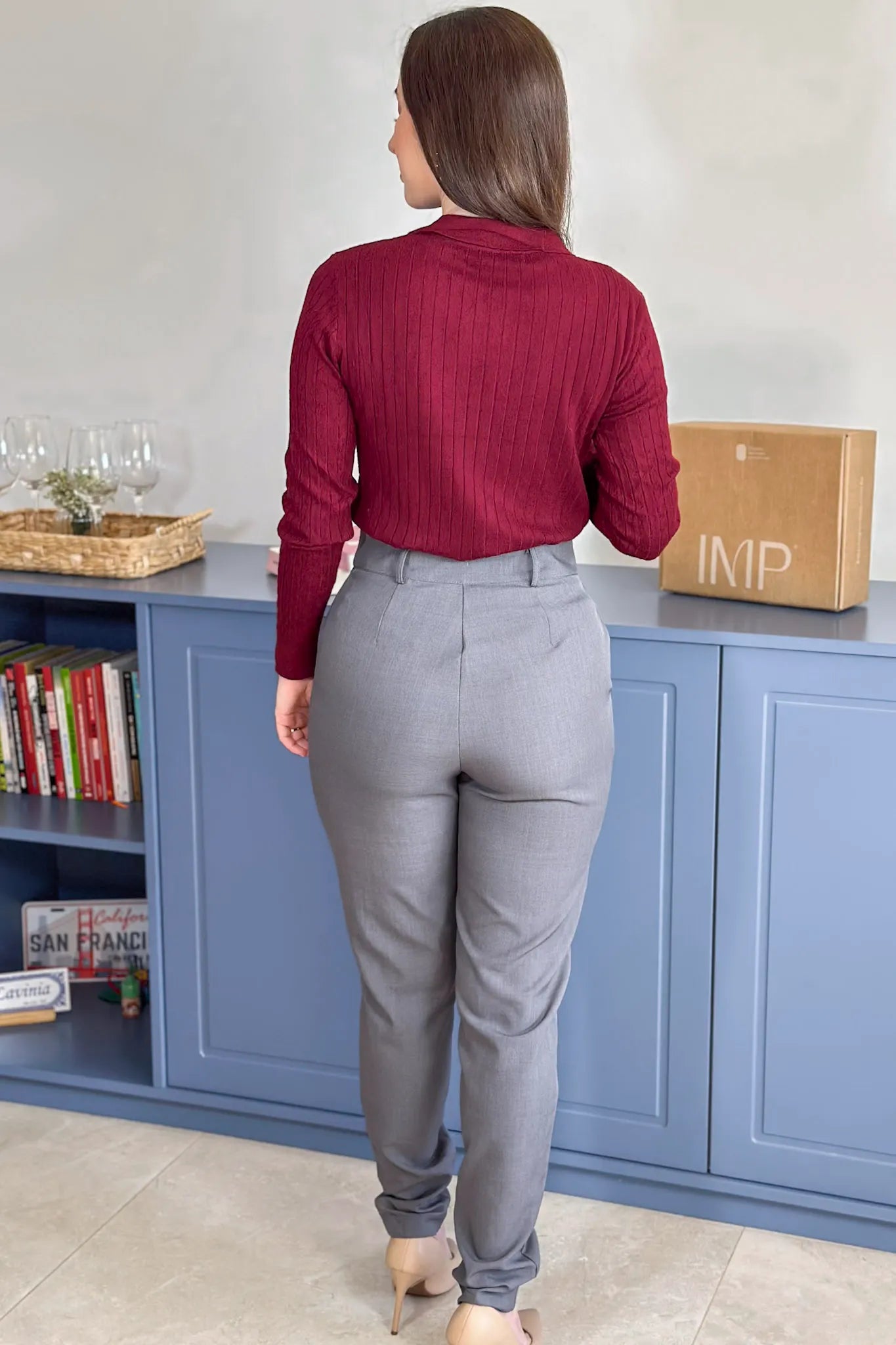 Blusa Manga Longa Em Tricot Cotton Antonella Marsala
