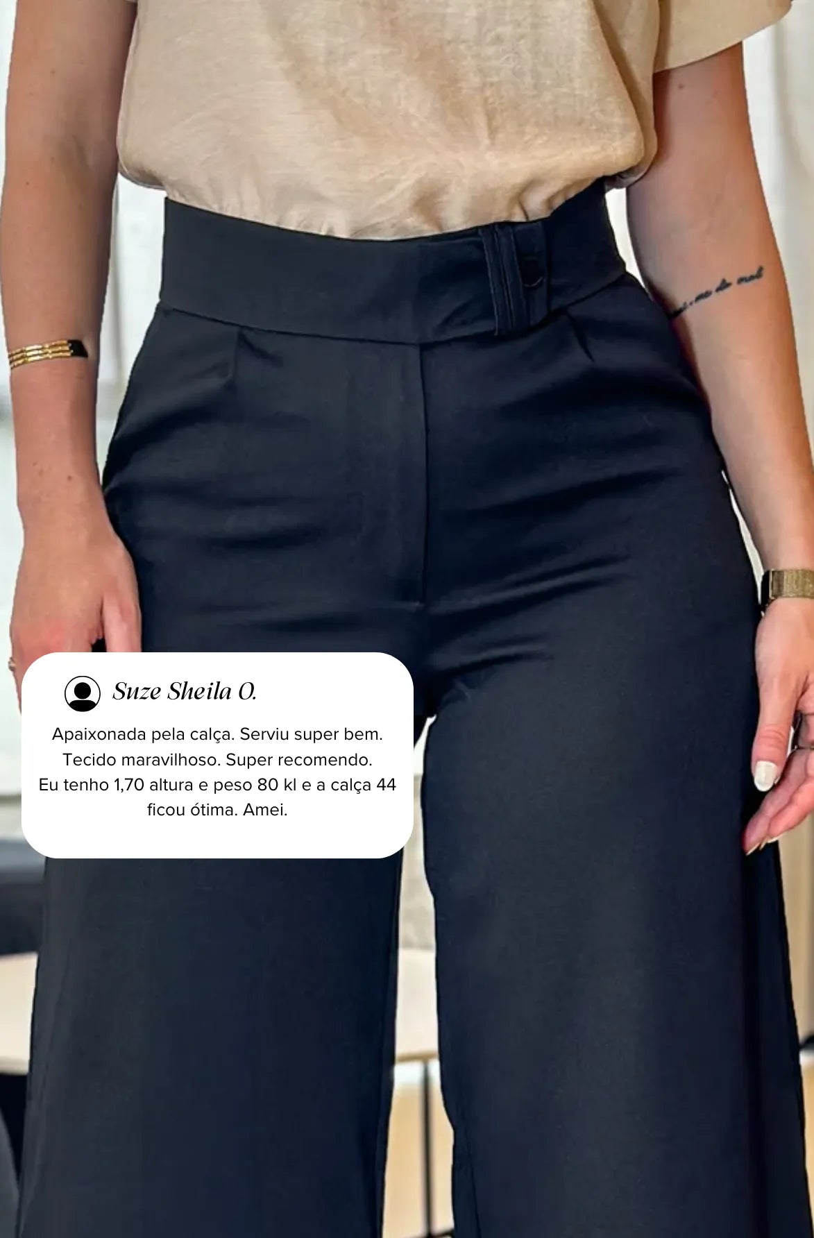 Calça Pantalona Alfaiataria Mariane Preta - imporium