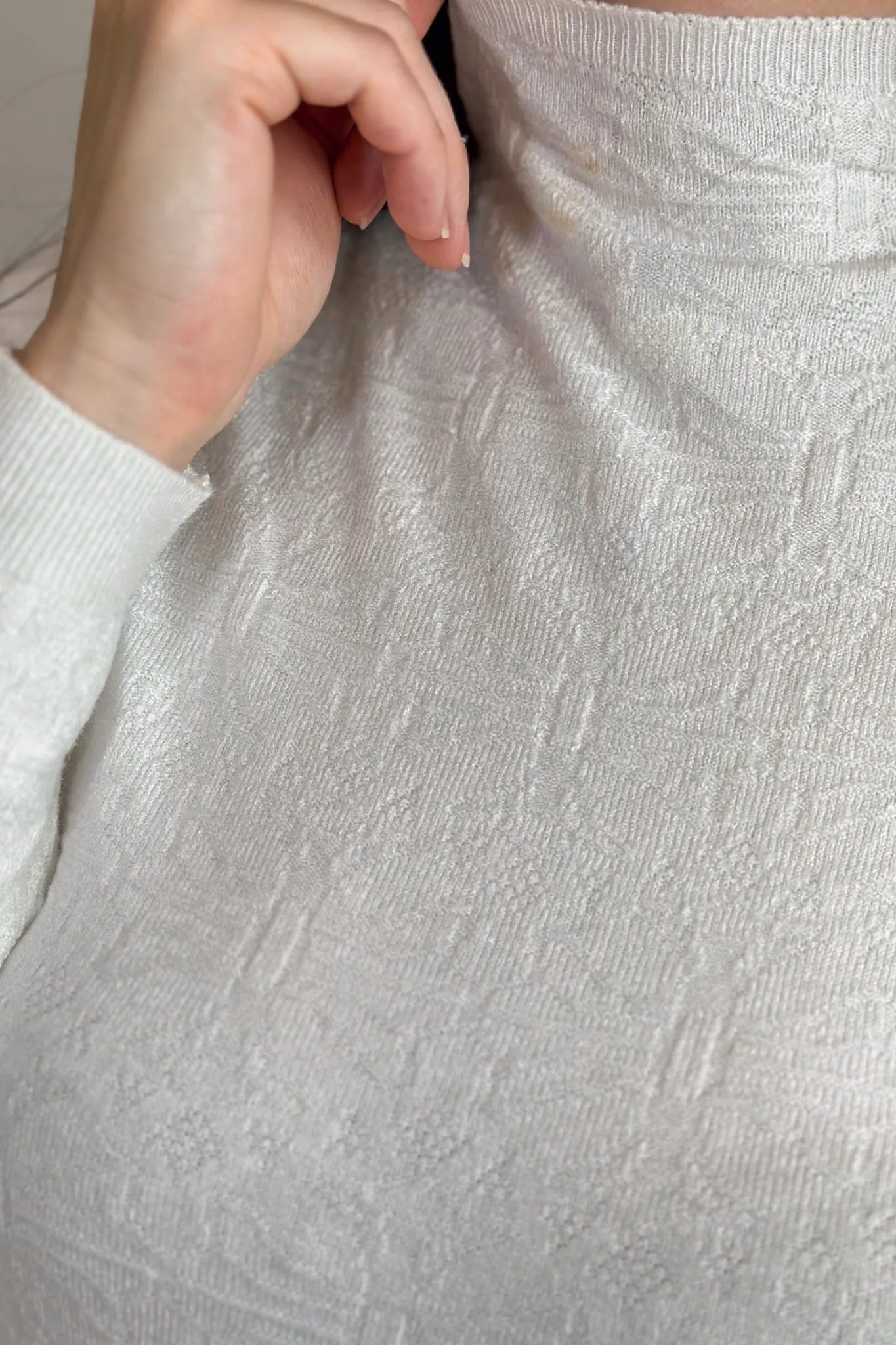 Blusa Manga Longa Em Tricot Cotton Margaret Branco