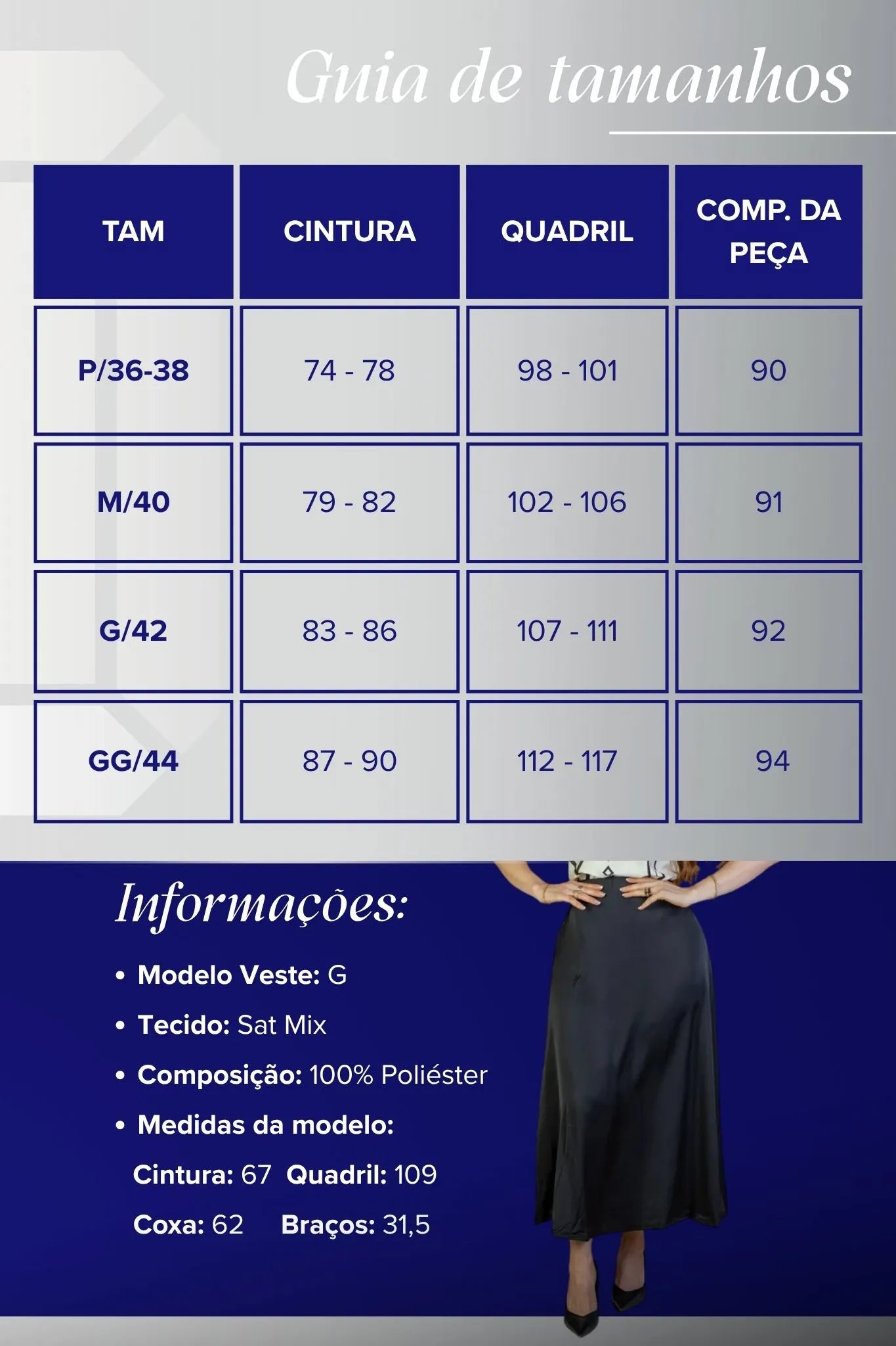 Saia Midi Lisa Sat Mix Magda Preta