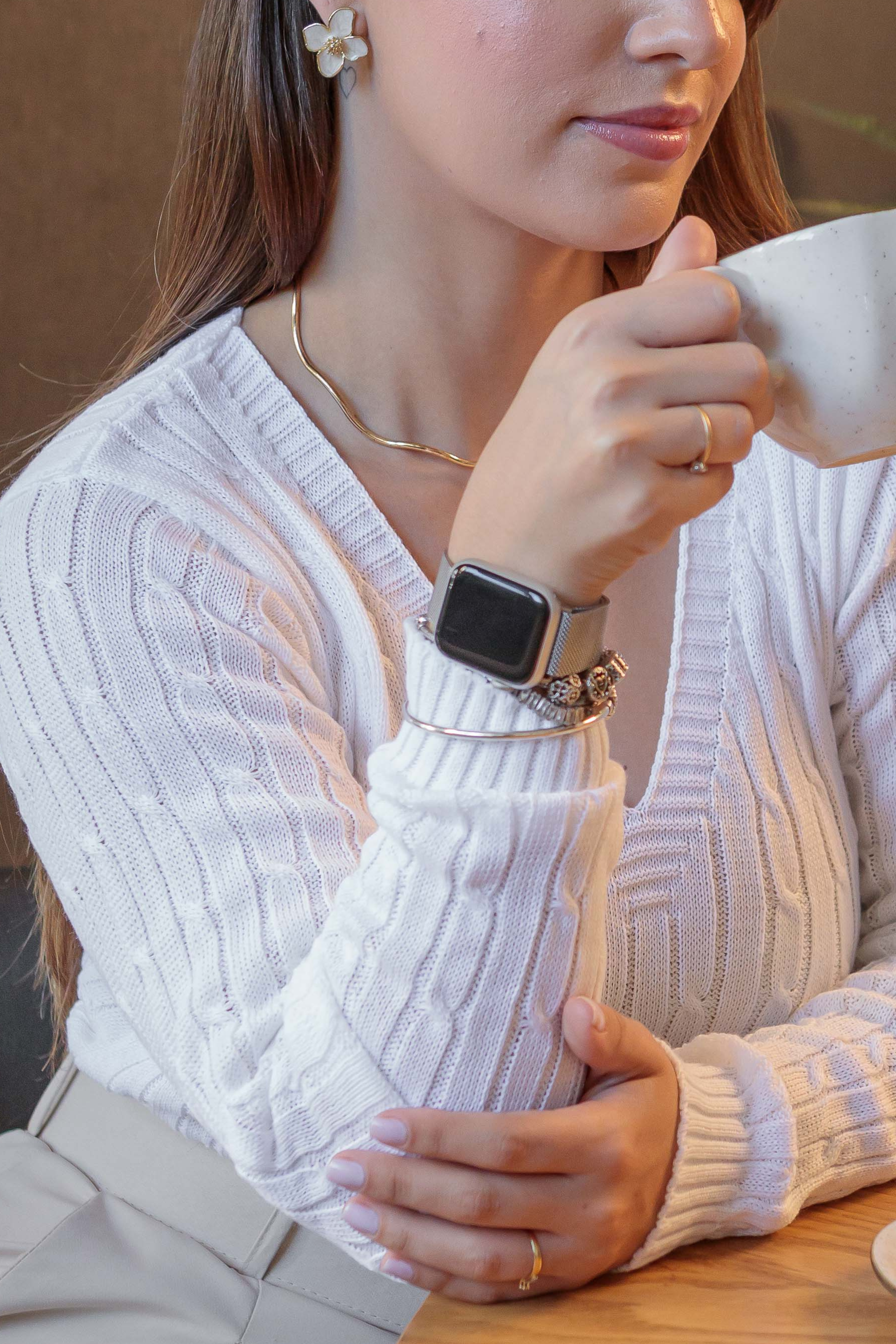 Blusa Manga Longa Tricot Detalhe Texturas Eva Branco