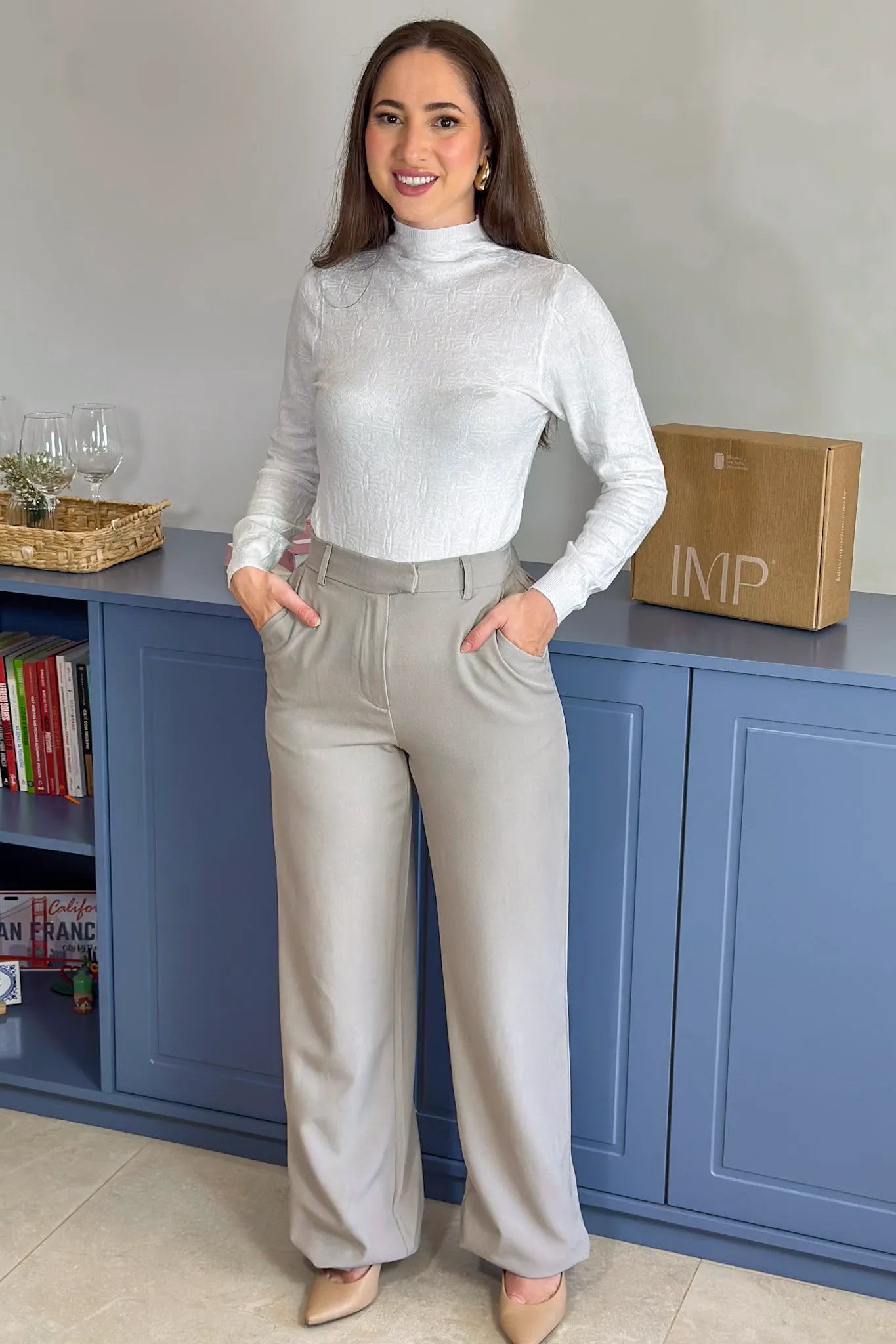 Blusa Manga Longa Em Tricot Cotton Margaret Branco