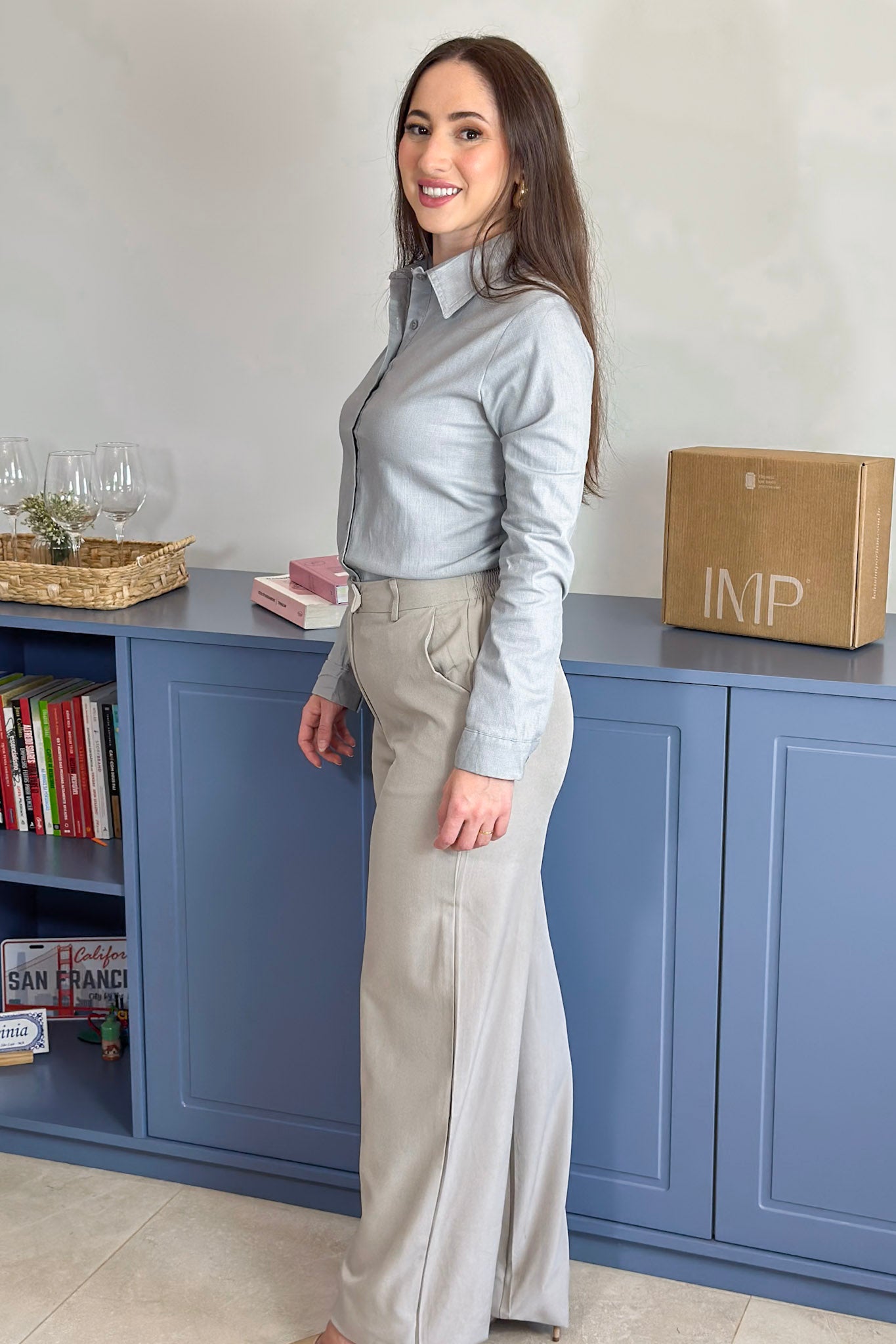 Camisa Manga Longa Cotton Premium Marisa Cinza