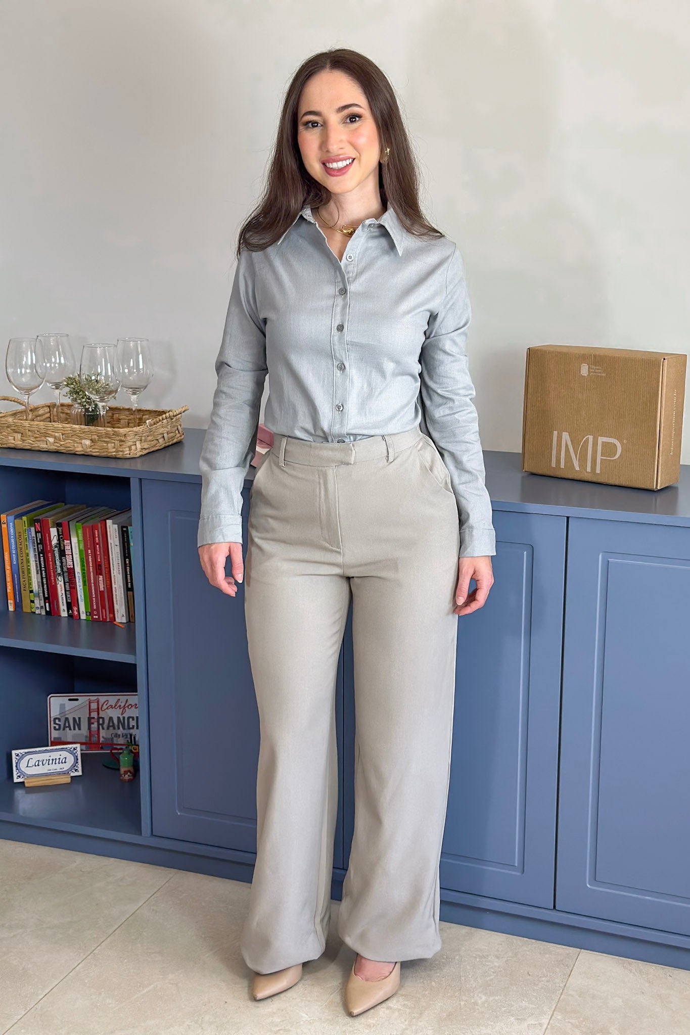 Camisa Manga Longa Cotton Premium Marisa Cinza
