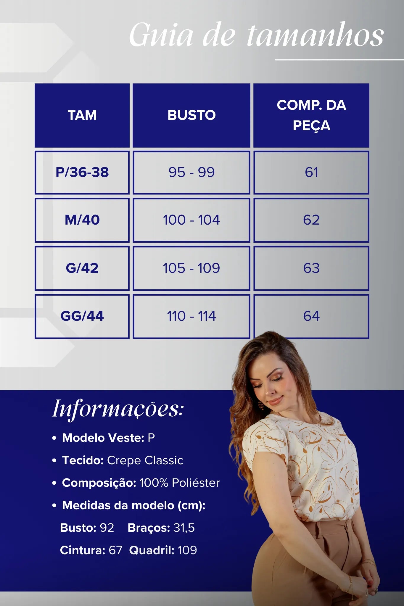 Blusa Manga Curta Transpassada Crepe Classic Celina Estampada Marrom
