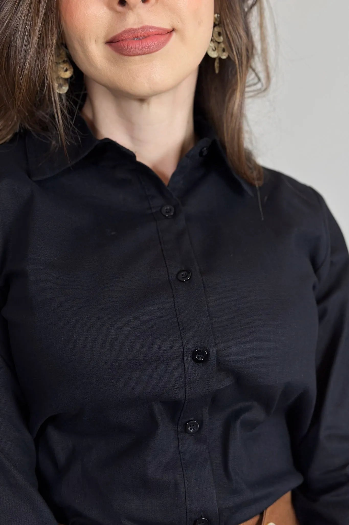 Camisa Manga Longa Cotton Premium Marisa Preta