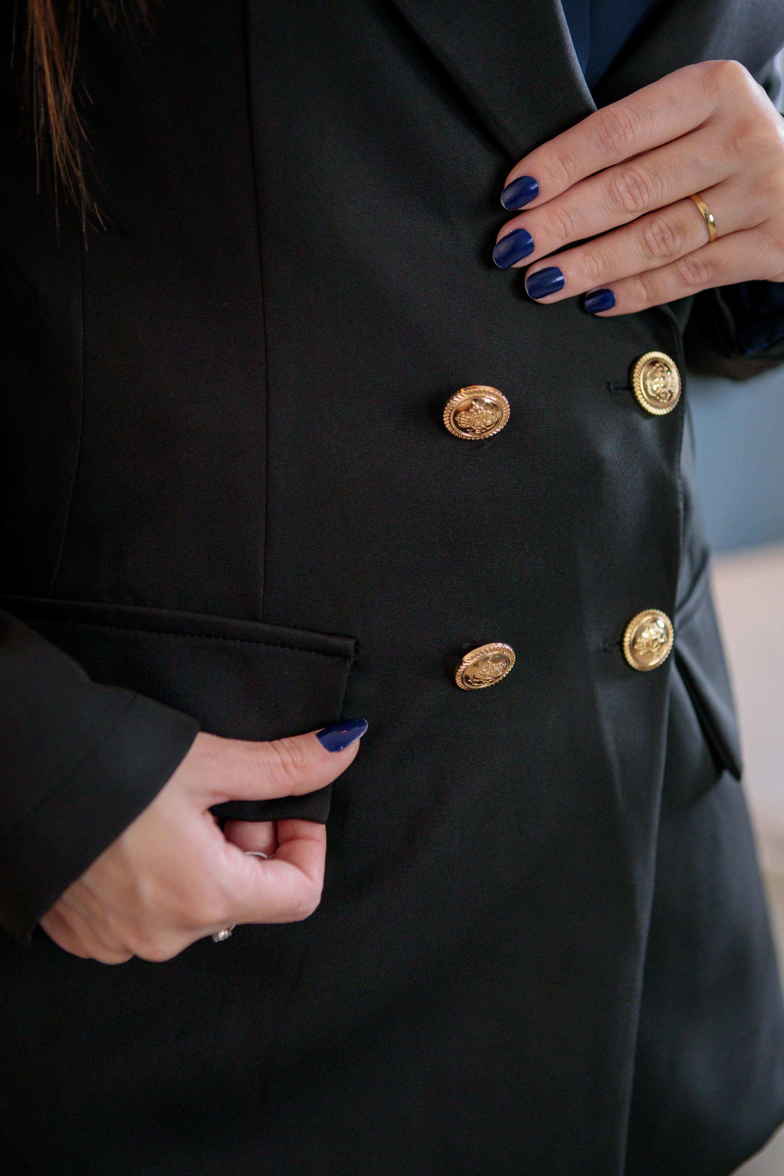 Blazer Detalhe Botões Jaqueline Preto