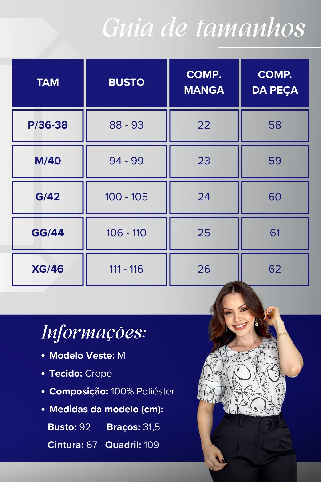 Blusa Manga Curta Camadas Olívia Estampada Branca