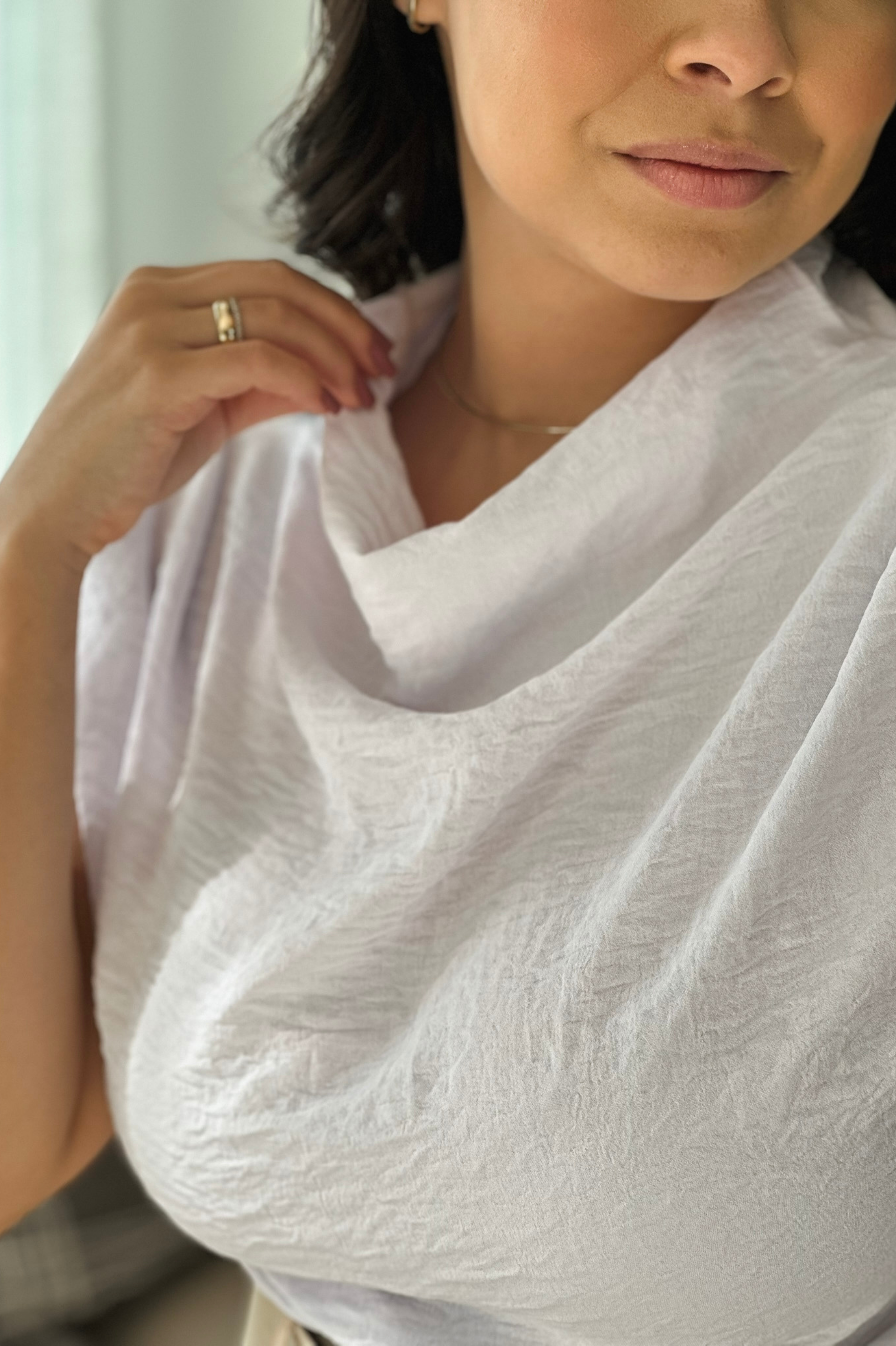 Blusa Manga Curta Gola Boba Andressa Branca