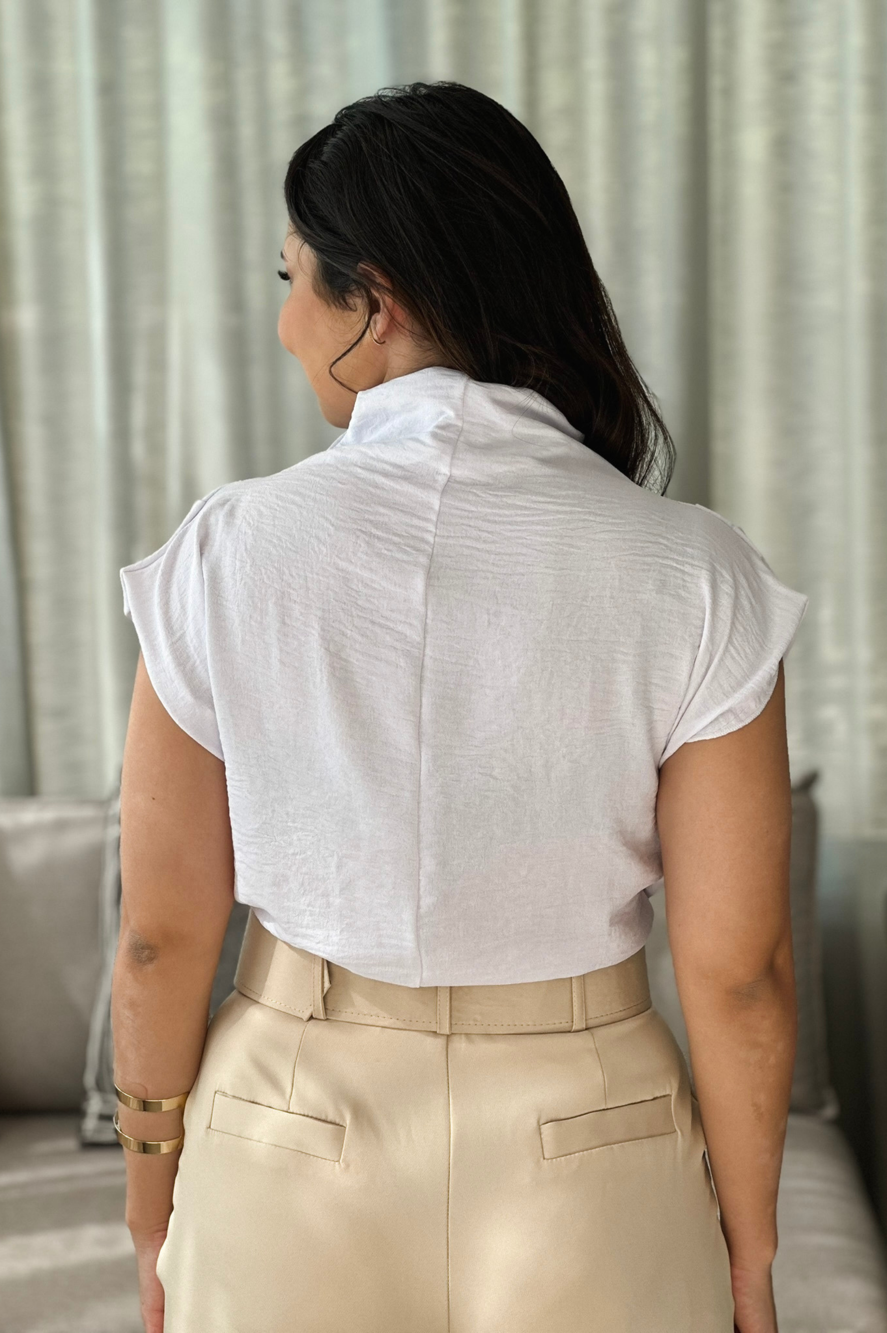Blusa Manga Curta Gola Boba Andressa Branca