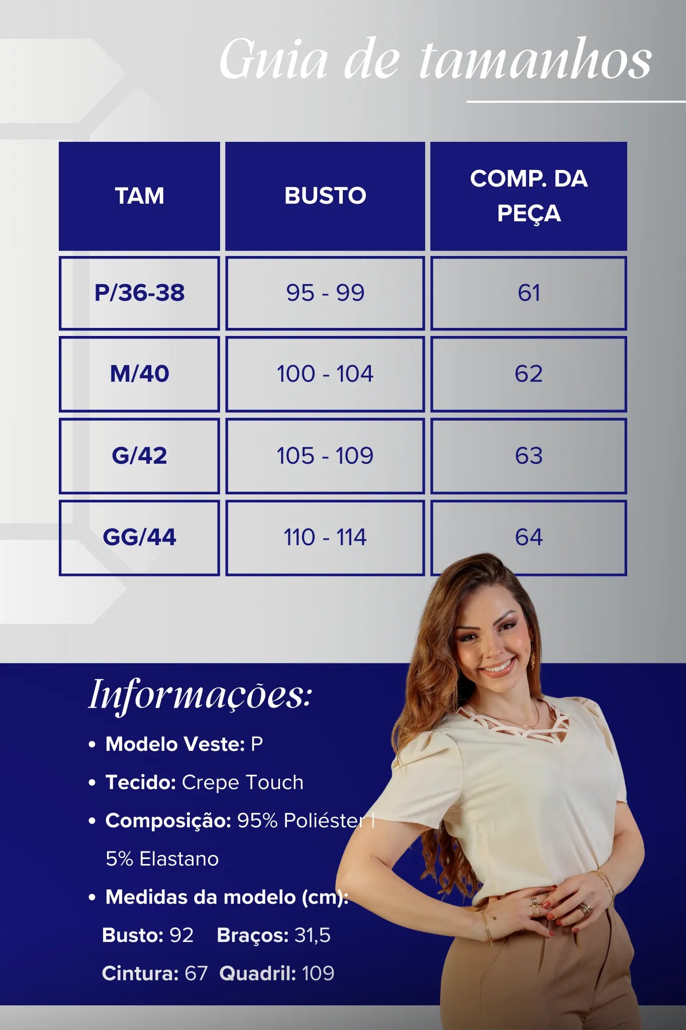 Blusa Manga Curta Detalhe Decote Crepe Classic Carolina Bege