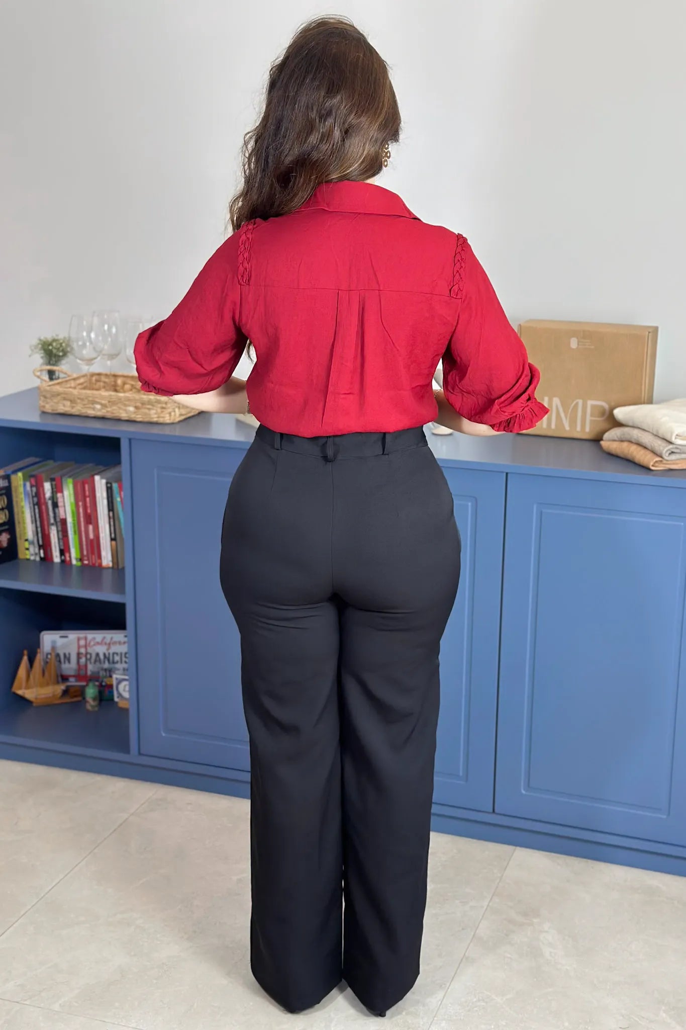 Blusa Manga 3/4 Visco Soft Detalhe Trançado Elenir Bordo