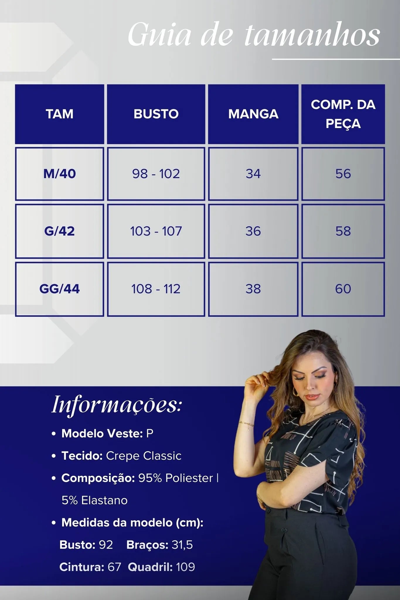 Blusa Manga Curta Colo Detalhe Botão Crepe Classic Samara Estampada Preta