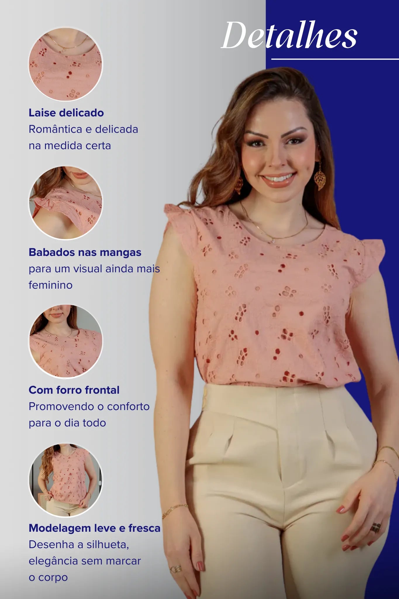Blusa Regata Em Algodão Textura Bordada Laise Suzy Rose
