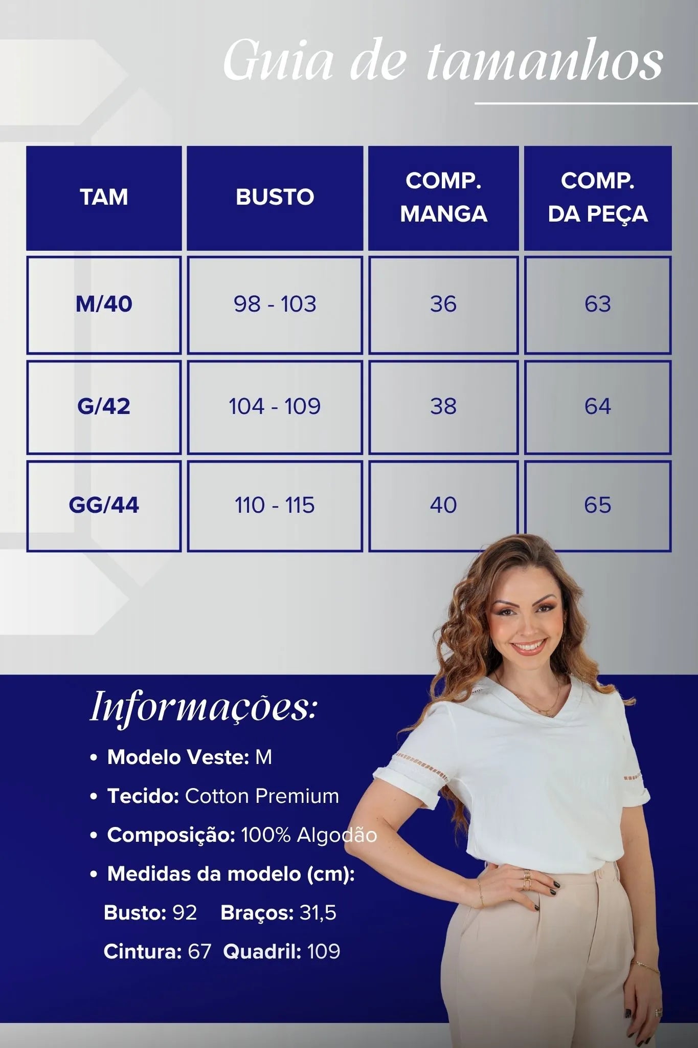 Blusa Manga Curta Cotton Premium Detalhe Bordado Decote "V" Bia Branca