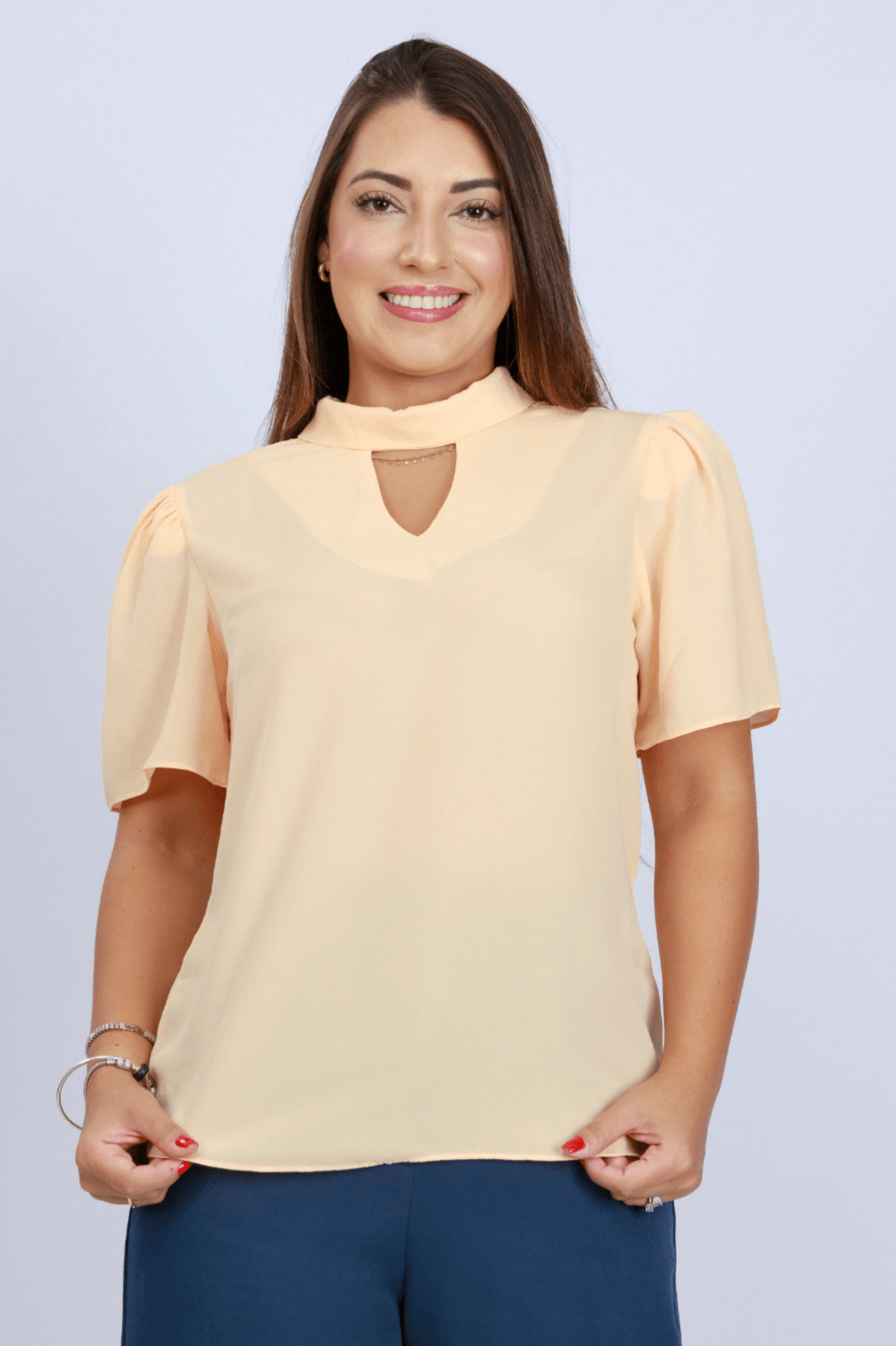 Blusa Manga Curta Choker Stella Coral
