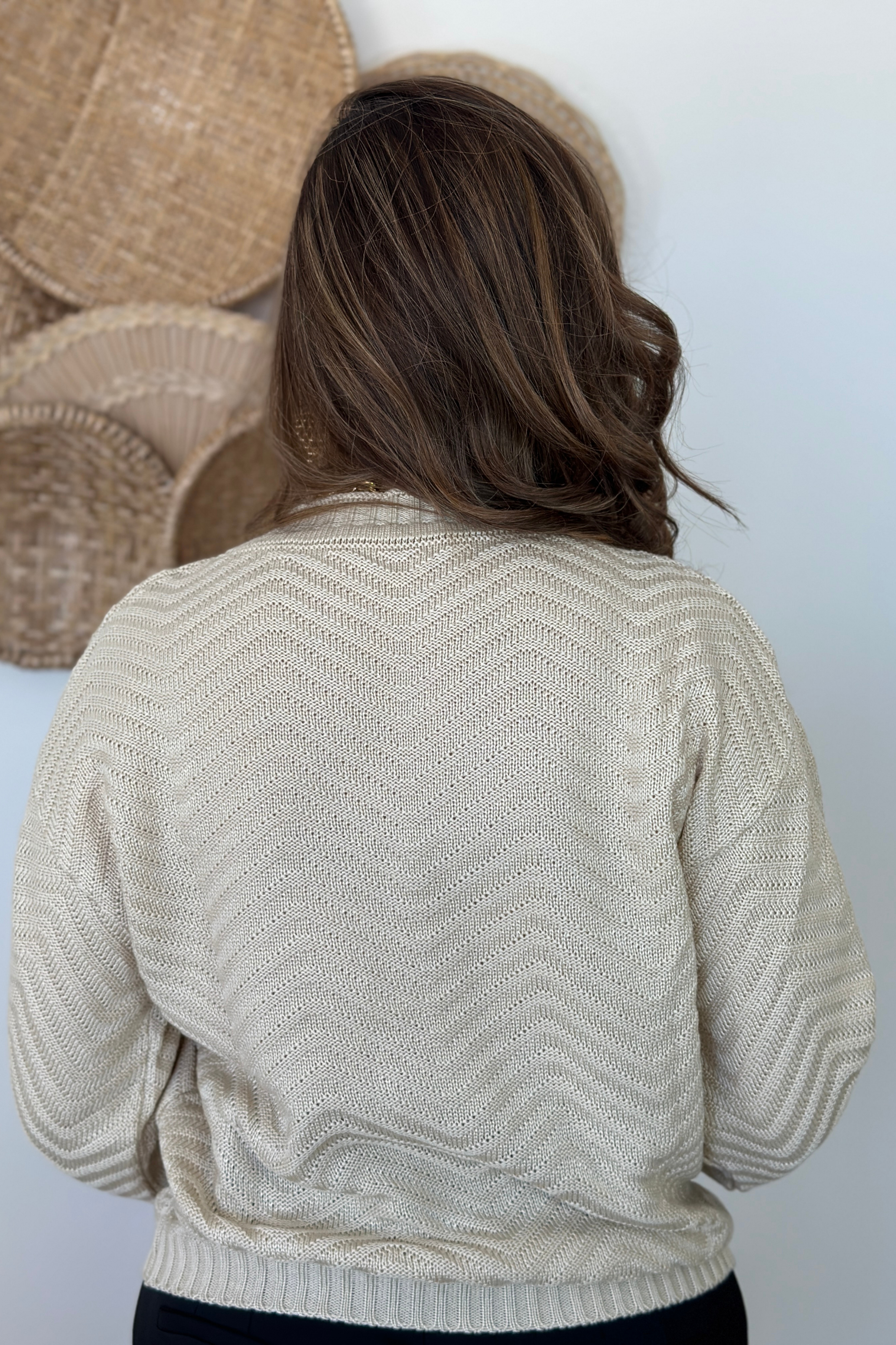 Blusa Manga Longa Tricot Simone Creme