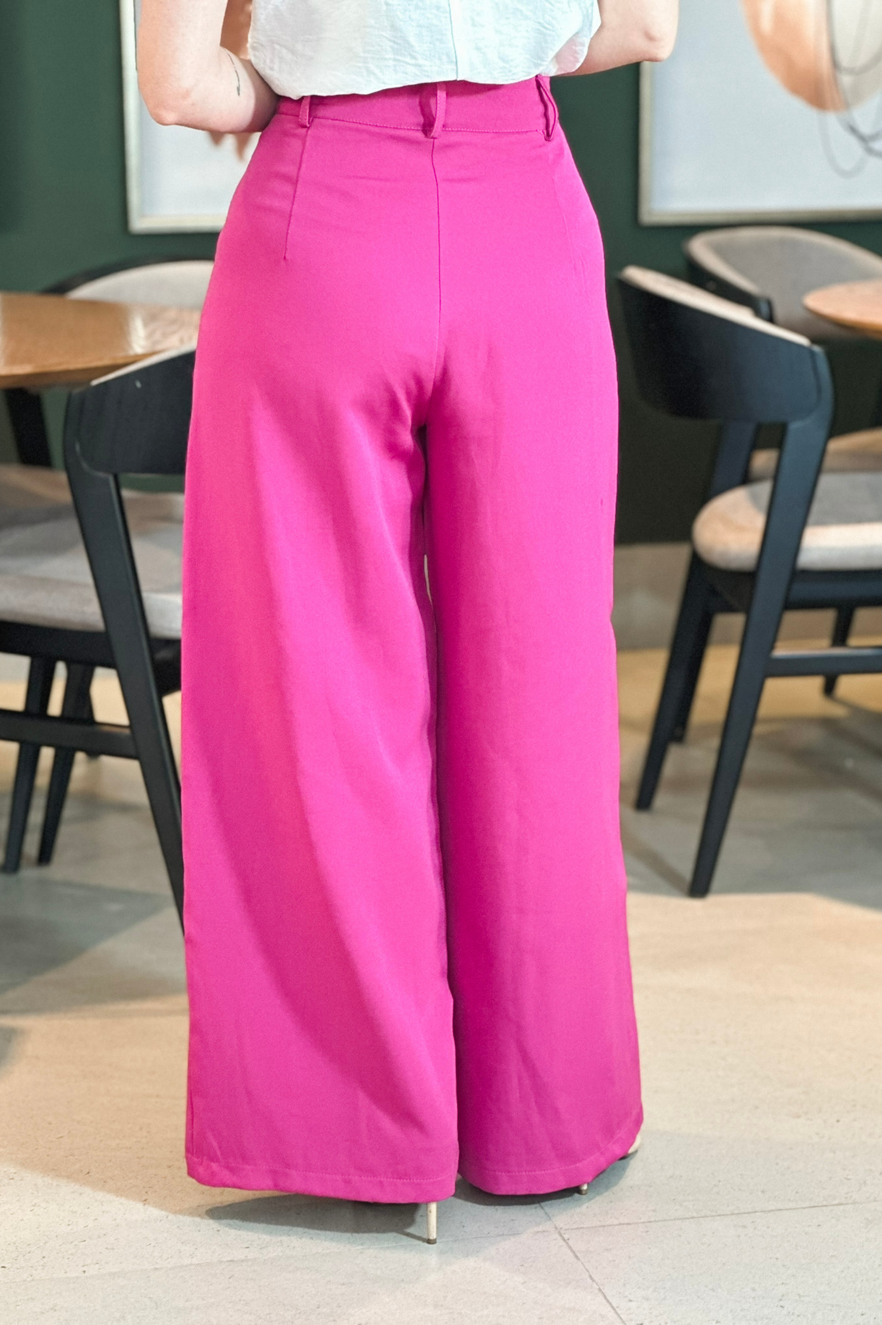 Calça Pantalona Alfaiataria Marina Fúcsia